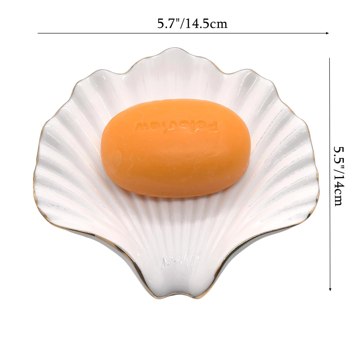 Ceramic Soap Dish Self-Draining Lotus Leaf Soap Holder Soap Saver for Bathroom,Kitchen,Sink,Bathtub(Shell White)
