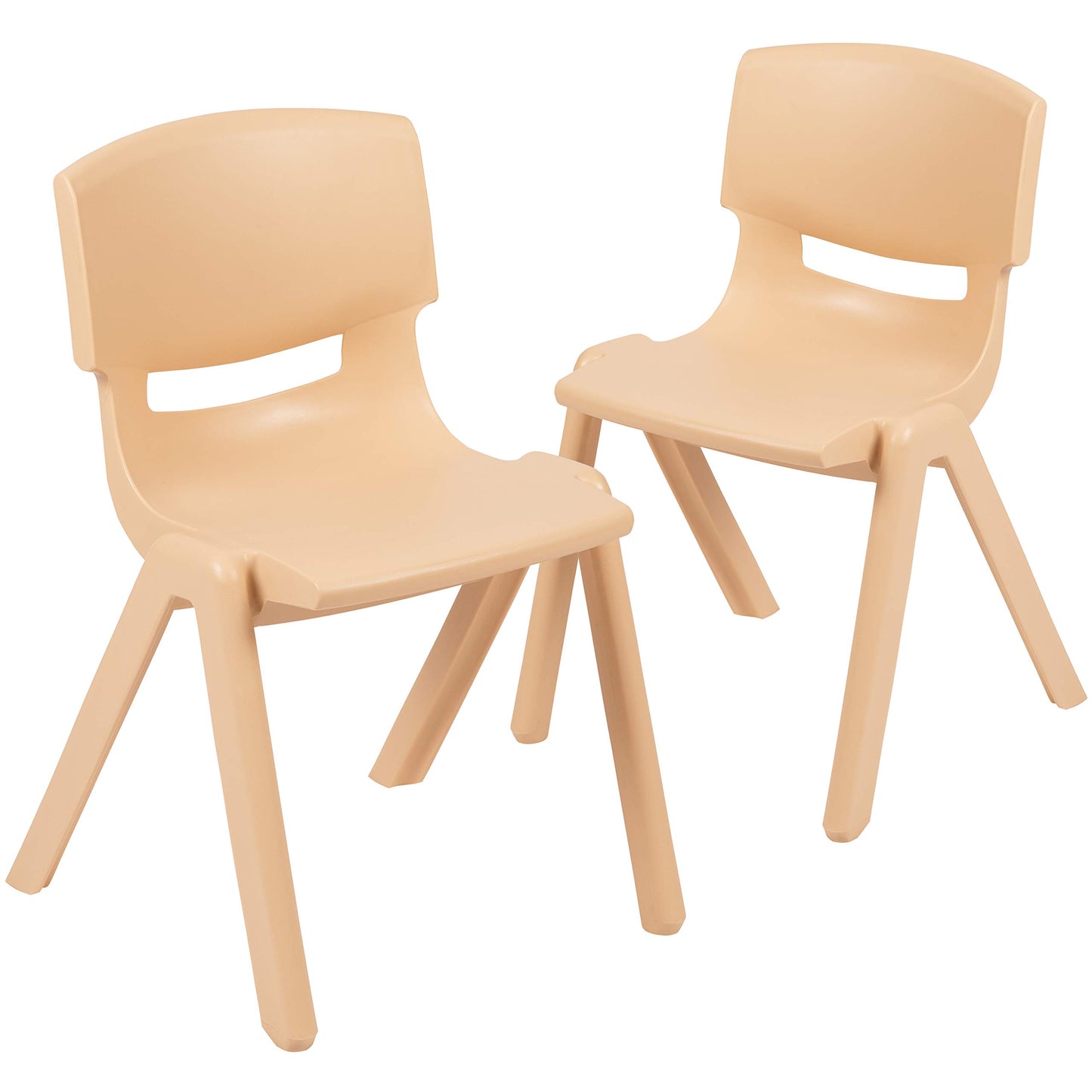 Flash Furniture Whitney 2 Pack Natural Plastic Stackable School Chair with 13.25" Seat Height