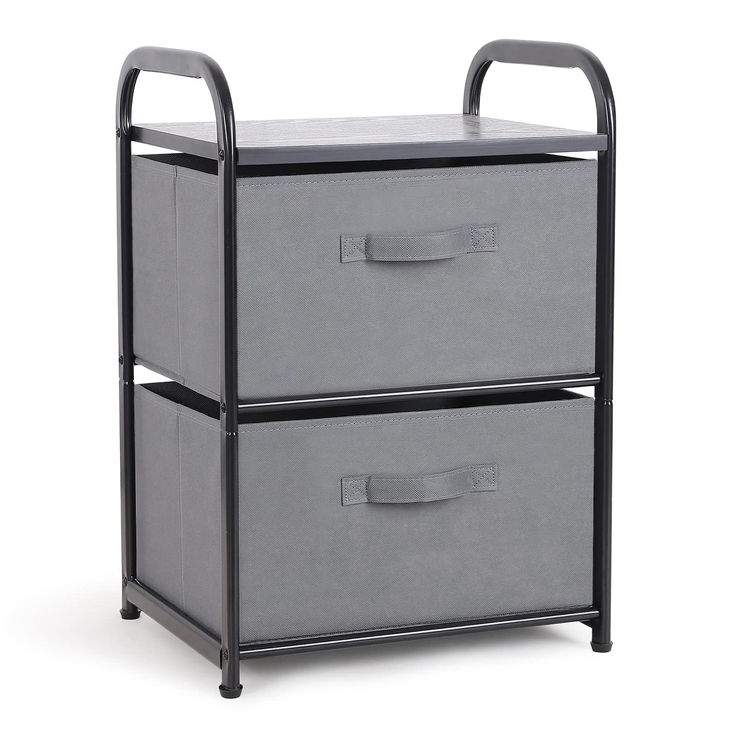 MAX Houser Dresser for Bedroom with 2 Drawers, Wide Chest of Drawers, Fabric Dresser, Storage Organizer Unit with Fabric Bins for Closet, Living Room, Hallway, Dark Grey