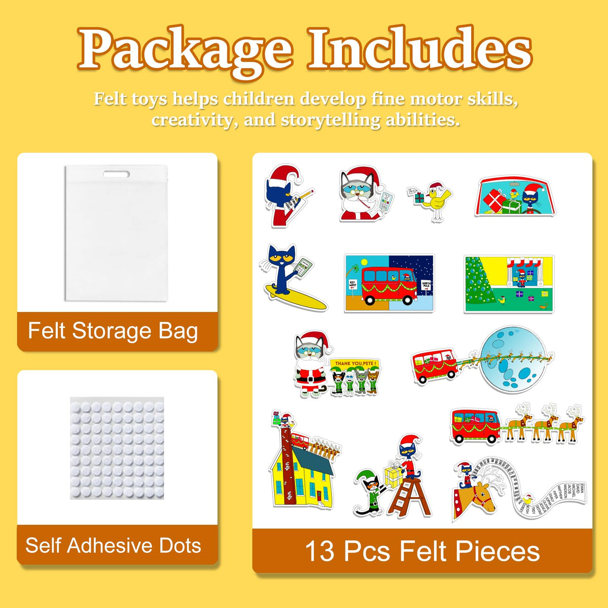 Ai fsem Pete's Saves Christmas Felt Board Story Sets Toddler Interactive Toys Flannel Board Stories for Preschool Storytelling Learning Education Toys