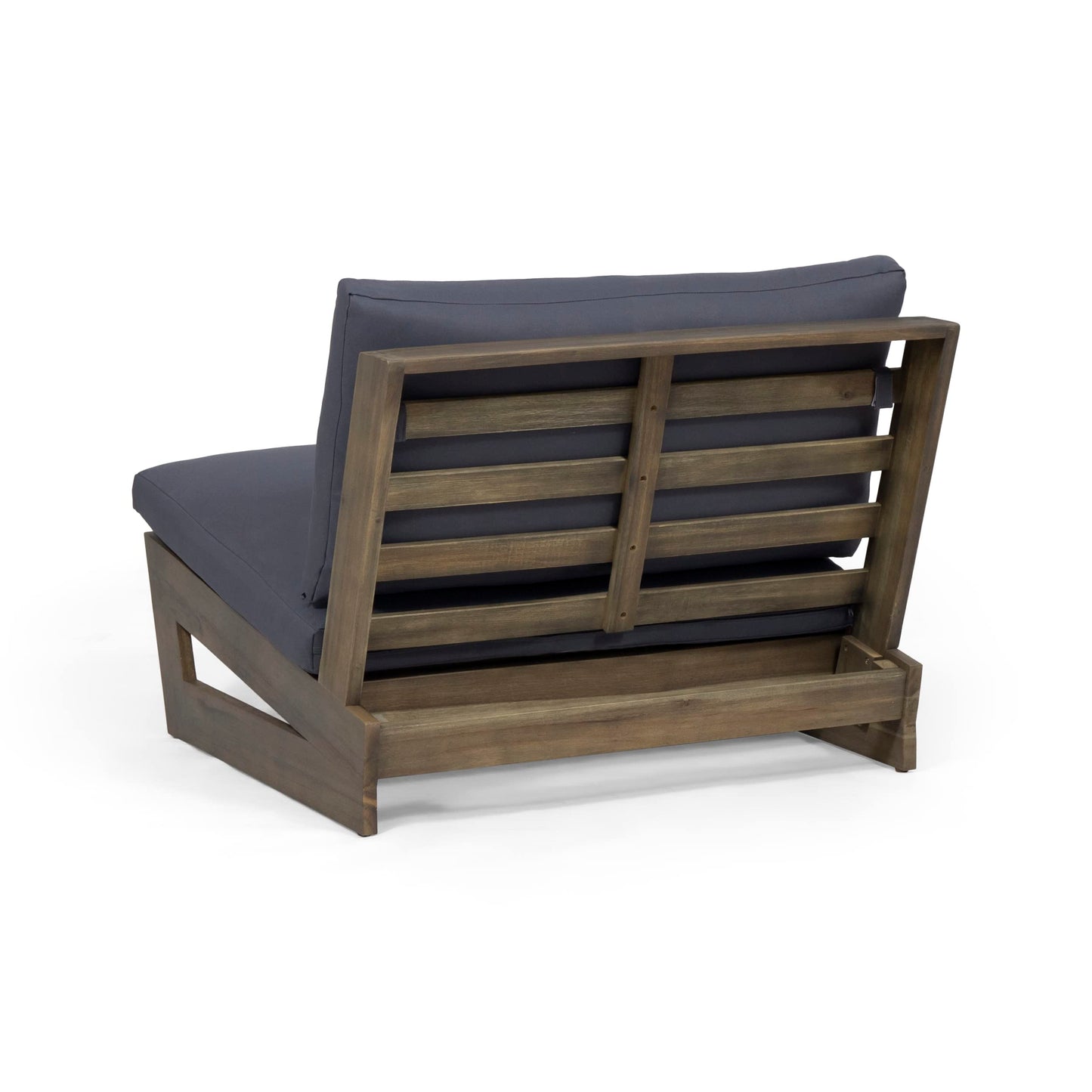 Sherwood Outdoor Club Chair with Cushions - Acacia Wood - Gray/Dark Gray