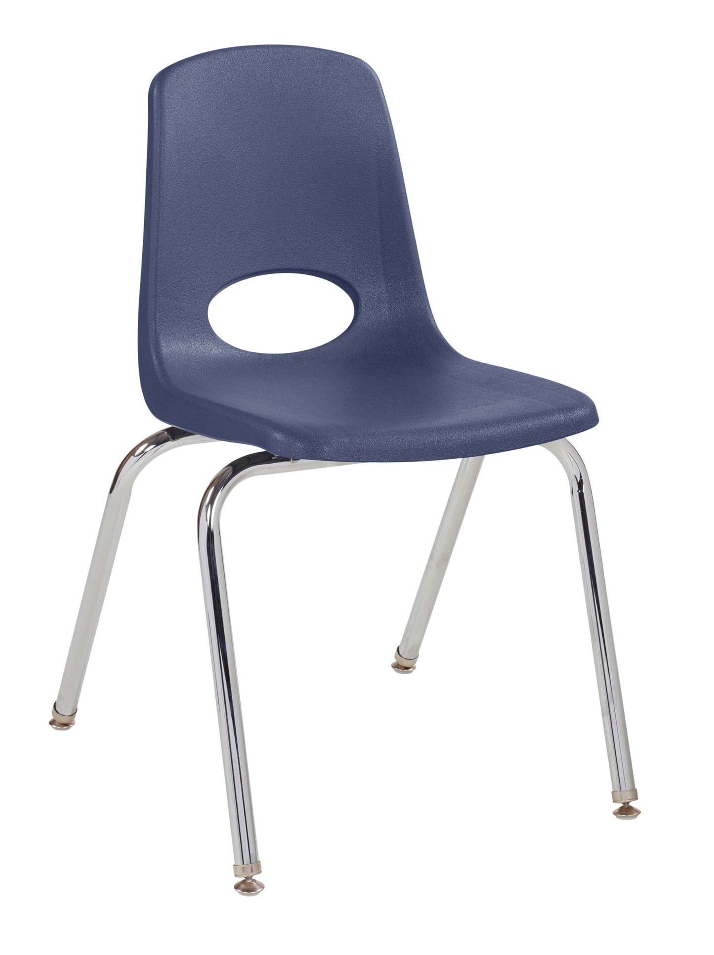 FDP 18" School Stack Chair, Stacking Student Seat with Chromed Steel Legs and Nylon Swivel Glides For In-Home Learning, Classroom or Office - Navy (5-Pack), 10371-NV