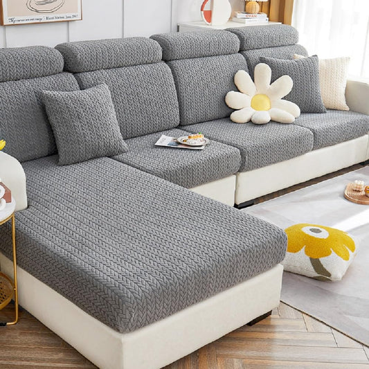Yoovat Sofa Covers Soothing Home Sofa Covers Sofa Hero Covers Couch Cushion Covers for Dogs Stretch Couch Covers Slipcovers for Couches and Sofas (Wheat-Gray,Chaise Cover)