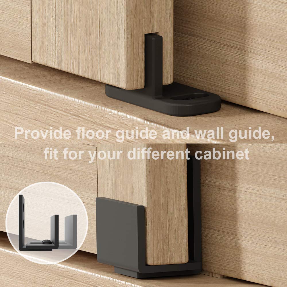 ZEKOO 5FT Super Mini Sliding Barn Door Hardware Kit for Single Door Cabinet, Small Barn Door Hardware Track Kit for TV Stand, Cupboards, Storage Cabinets, Wardrobes, J Shape Hanger (No Cabinet)