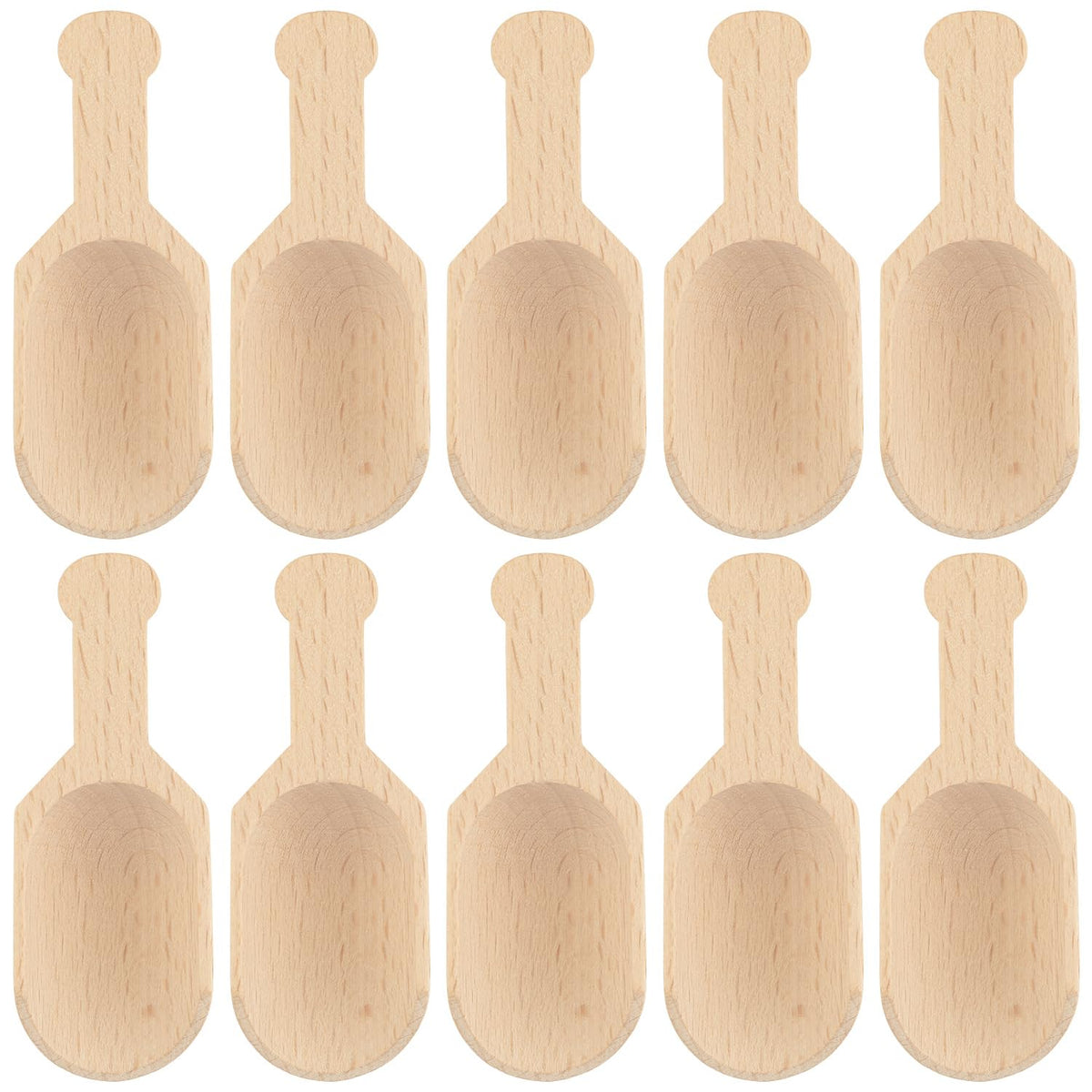 AUEAR, Mini Wooden Scoops Unpainted Kitchen Spoon for Candy Spices Parties Bath Salts Essential (20 Pack, Half Handle)