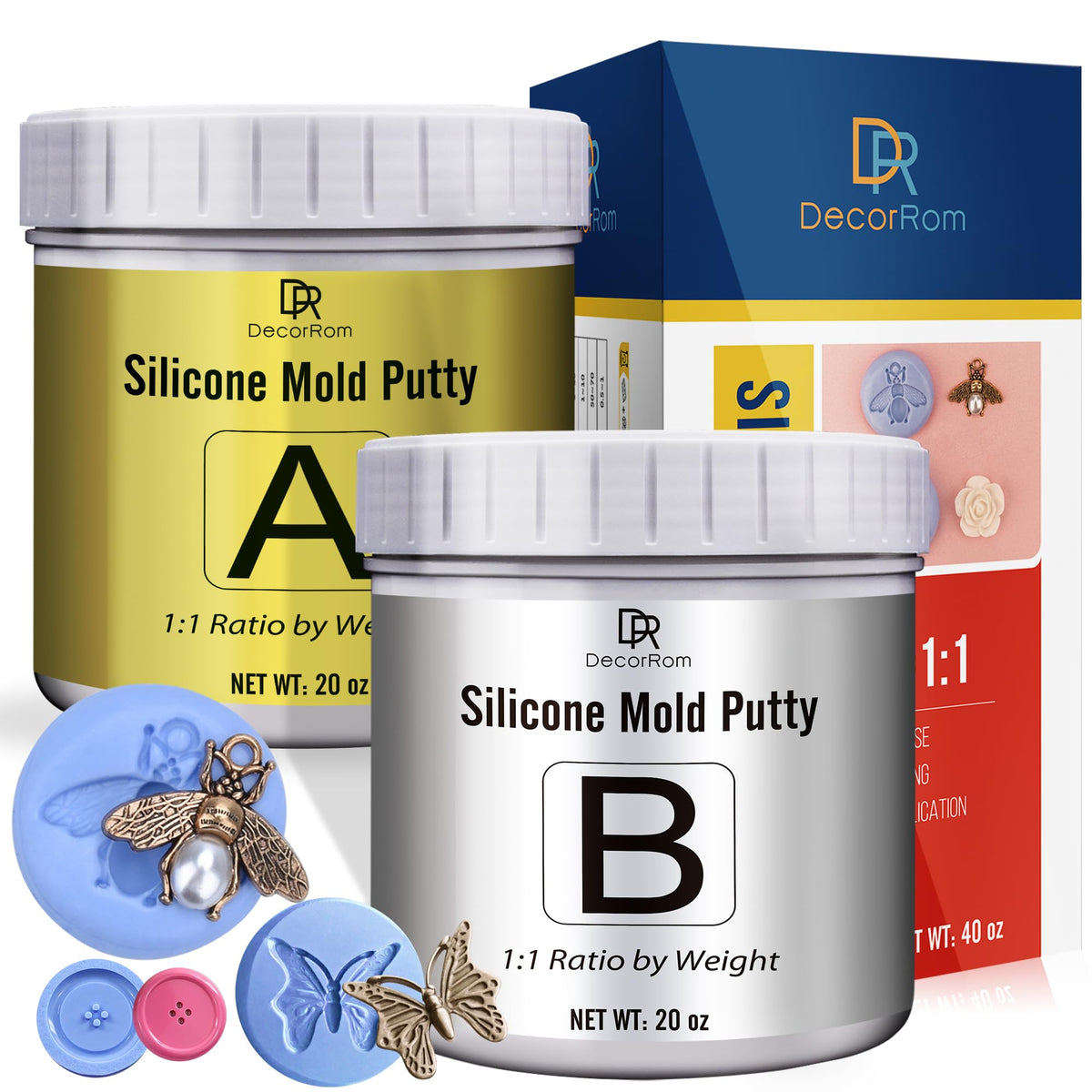 Silicone Putty - 2.5 Lb Flexible Silicone Mold Making Kit for Reusable Silicone Molds Making - Easy 1:1 Mixing Ratio Fast Cured Molding Putty for Casting, Resin Molds, Soap Mold, Candle Molds, Statues
