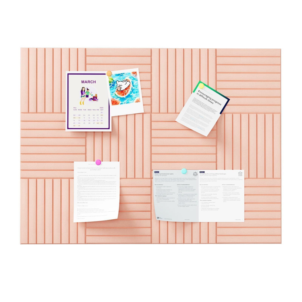 Baysola Stripe Felt Bulletin Board Panels 48 x 36 Inch Self Adhesive Wall Tiles Cork Board Alternative for Office Classroom Photos Notes 12 Pack