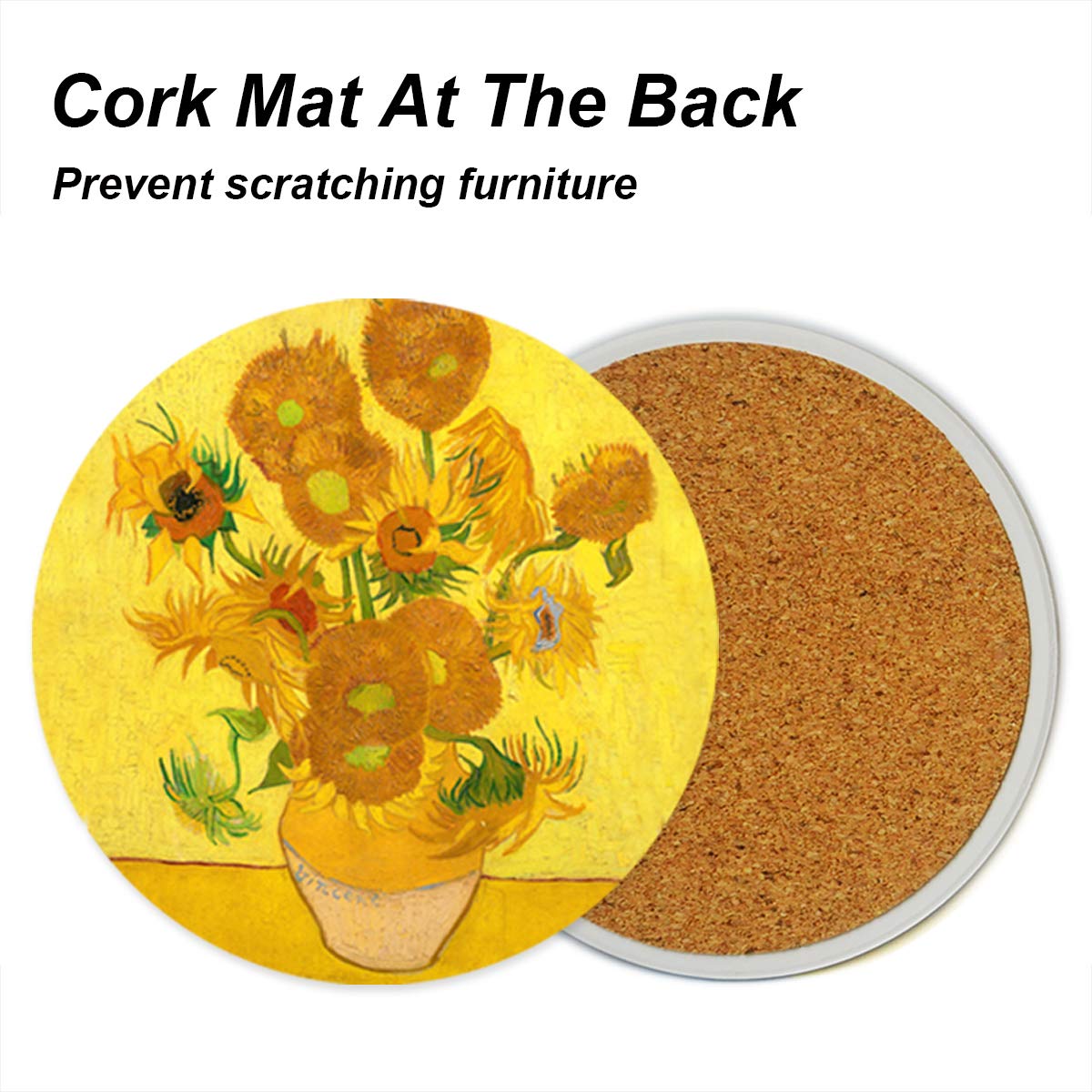 Coasters for Drinks Van Gogh Art Ceramic Coasters - Use 2 Famous Van Gogh Paintings, Unique Housewarming Gifts for New Home Decorative by WOW DING