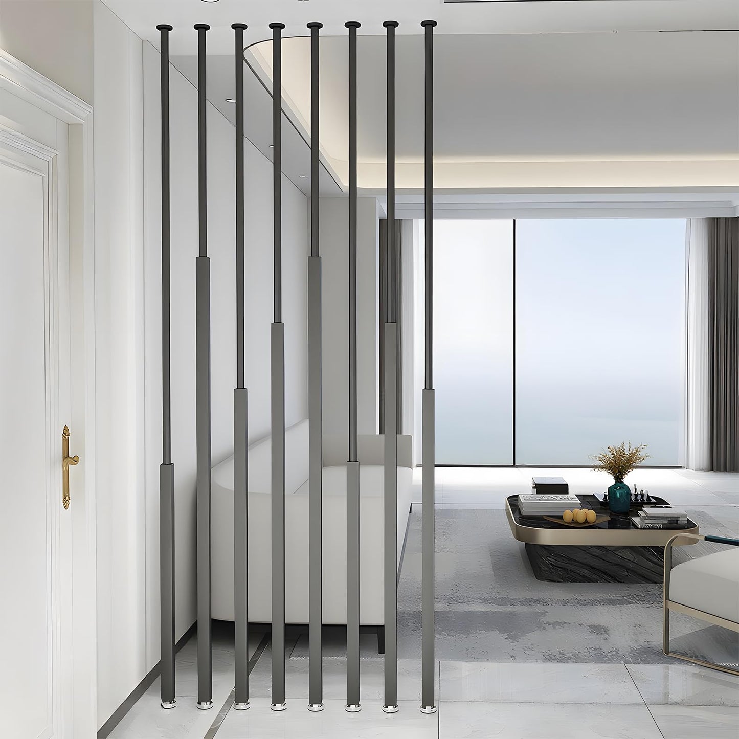 Adjustable Room Divider - Ceiling Height Partition, Space-Saving Detachable Separator for Home & Office, Easy No-Drill Installation, Stylish Privacy Solution
