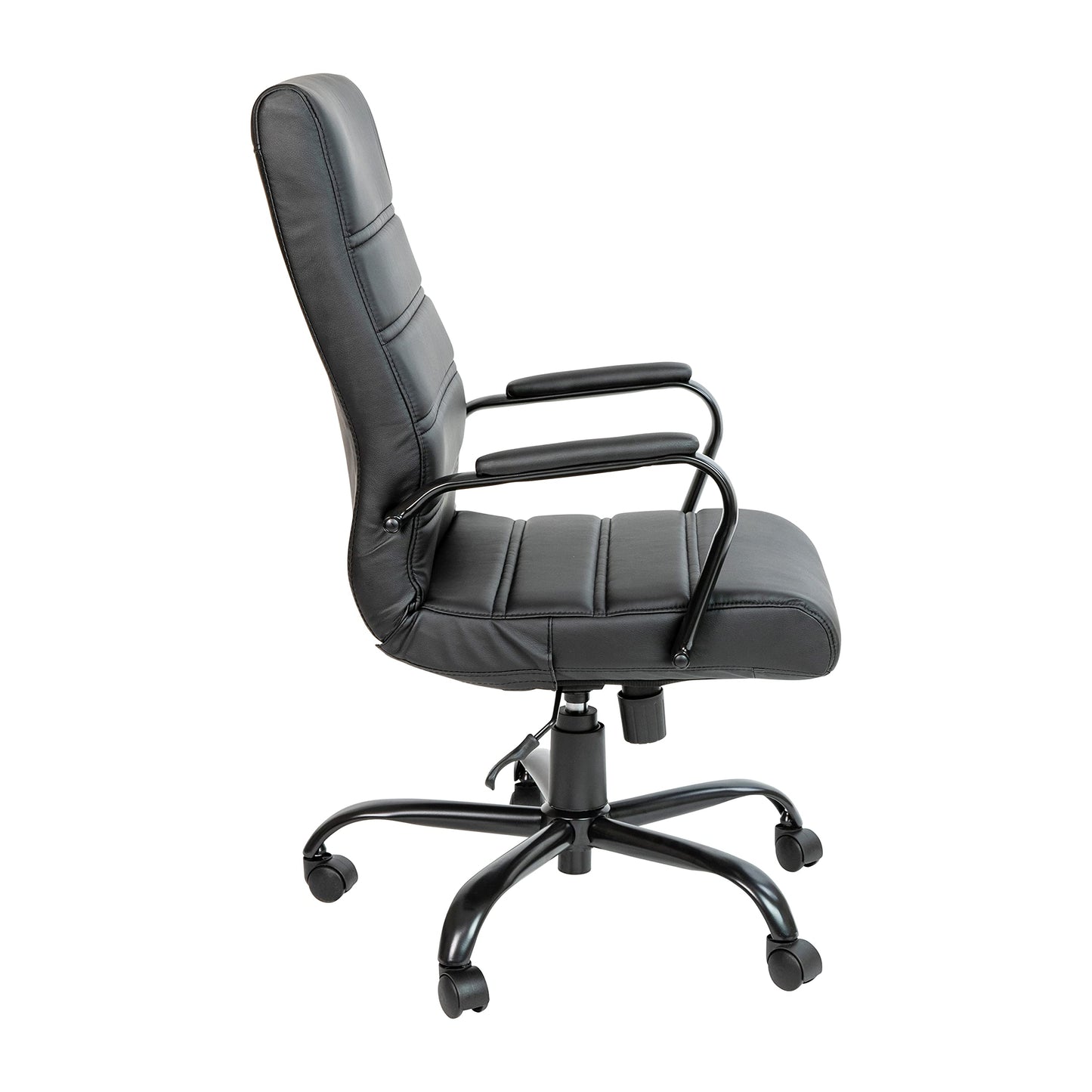 Flash Furniture Whitney High-Back Swivel LeatherSoft Desk Chair with Padded Seat and Armrests, Adjustable Height Padded Office Chair, Black