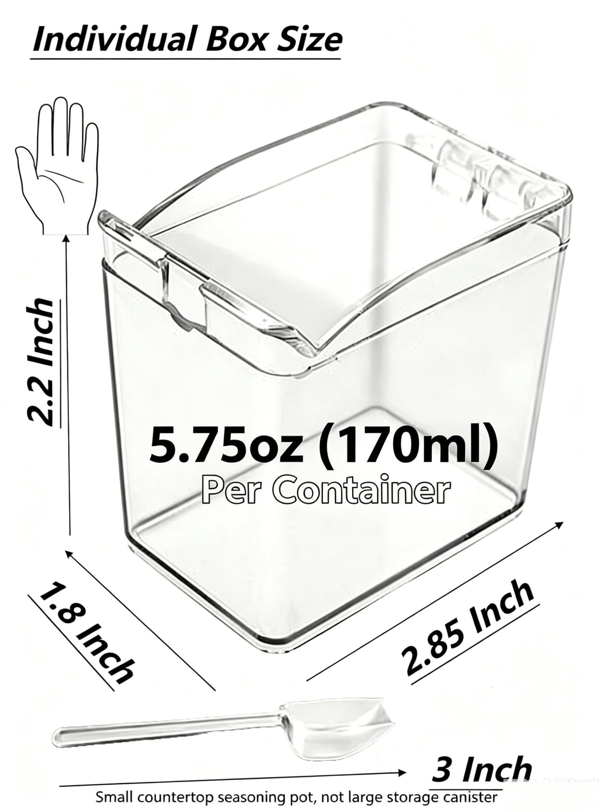 EOREA 4 Pack 5.75oz Plastic Clear Condiment Containers with Lids and Spoons