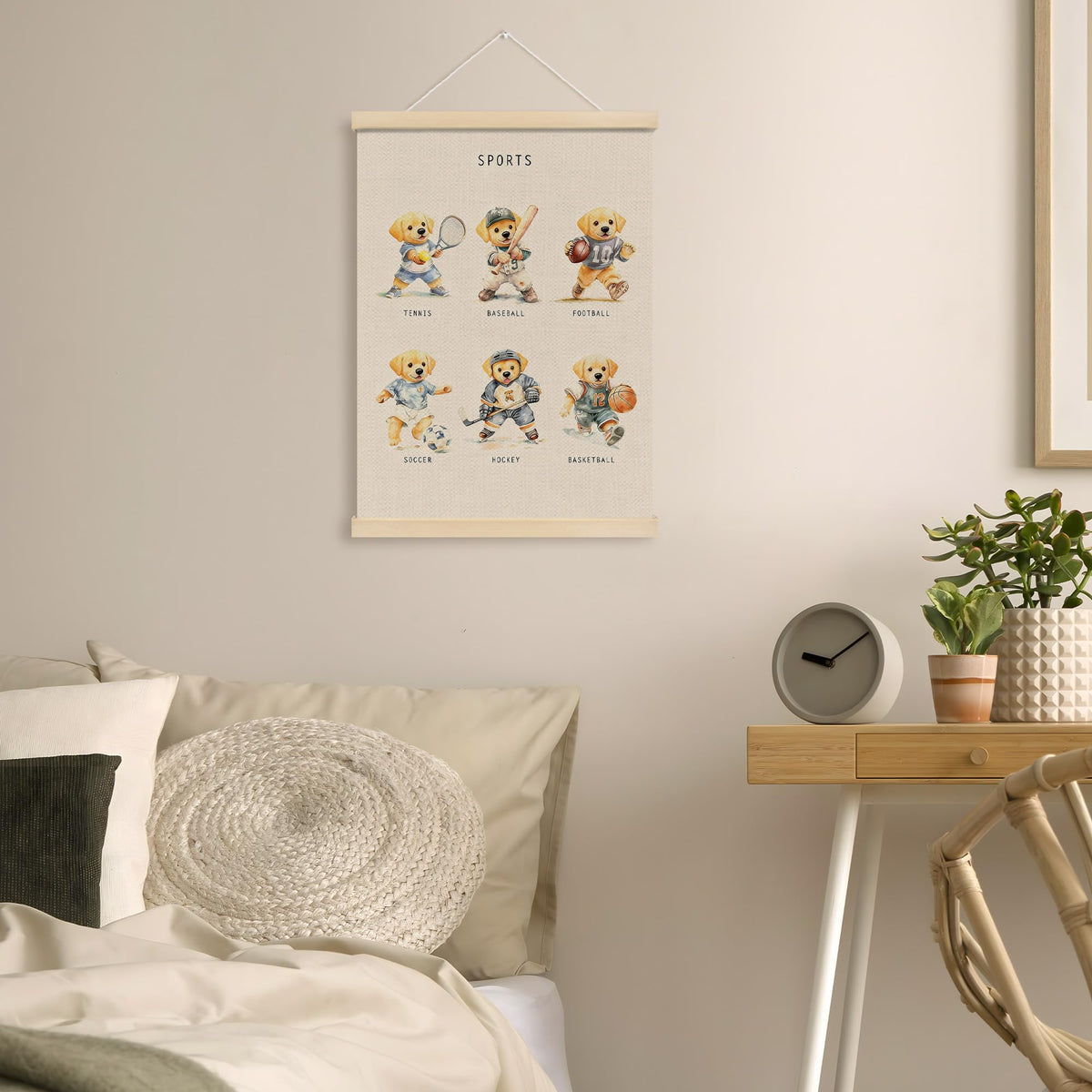 MOTERMATE Labrador Retriever Sports Poster Hanger Frame, Sports Nursery Wall Hanging Decor Art Framed for Toddler Kids Boy Nursery Room Bedroom Playroom, Yellow Lab Dog Wall Poster Prints, 12x16 Inch