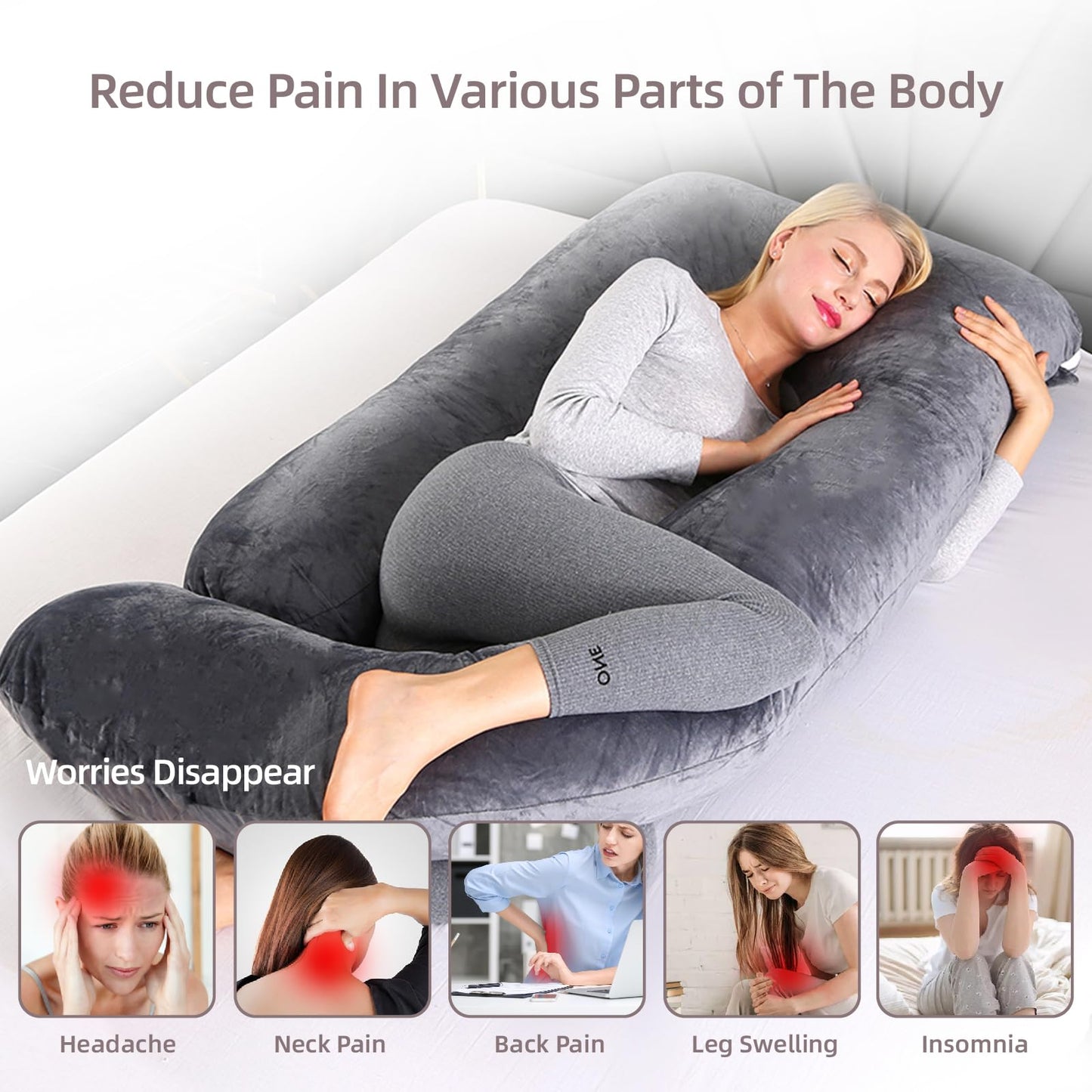 HychYAYA 60 Inch Full Body Pregnancy Pillows for Sleeping Cooling Pregnancy Pillow,U Shaped Pregnancy Body Pillow,Maternity Pillows for Pregnant Women with Removable Washable Velvet Cover.(Black)
