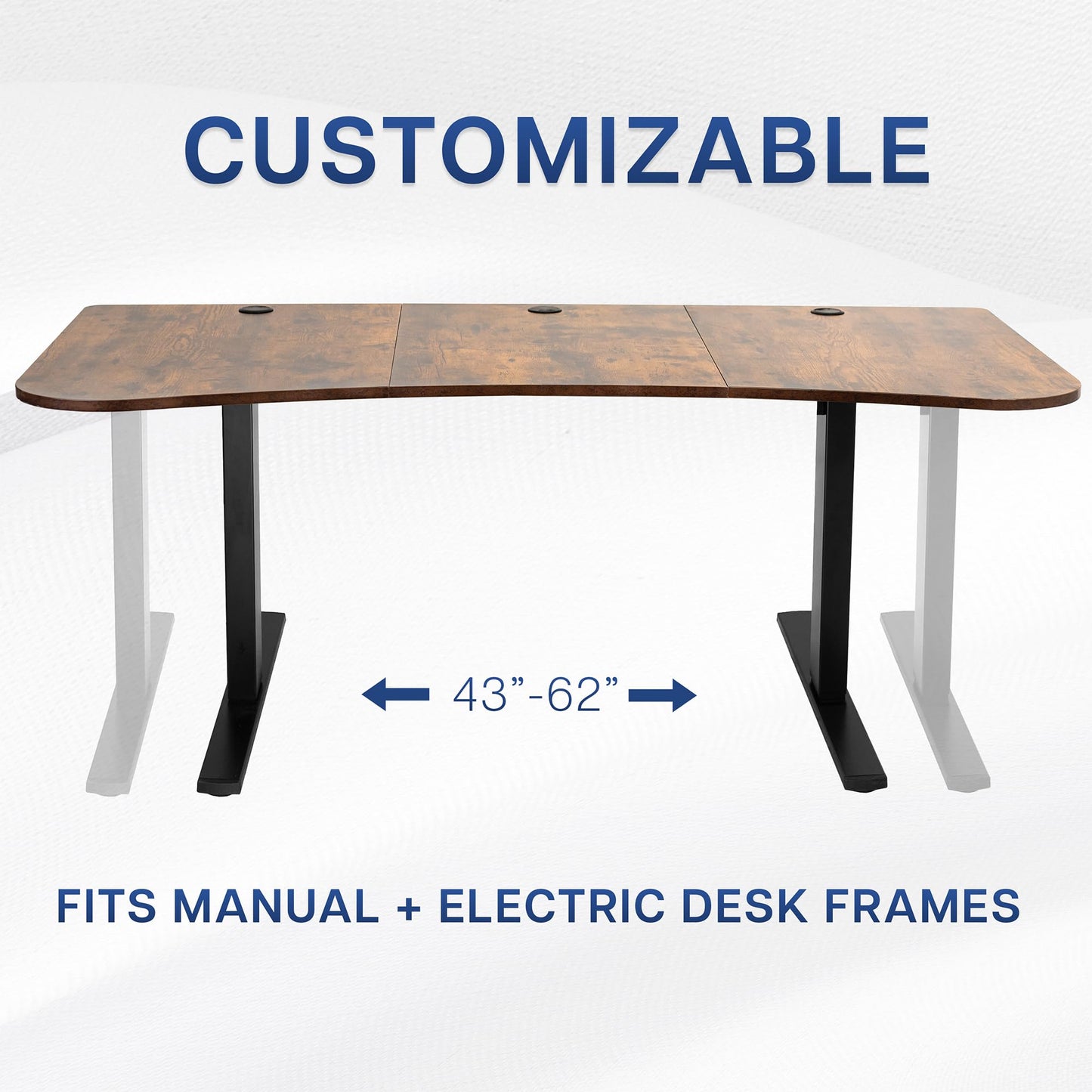 VIVO 63 x 32 inch Universal Table Top for Standard and Sit to Stand Height Adjustable Home and Office Desk Frames, Rustic Vintage Brown Desktop, DESK-TOP1N