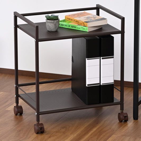 YAMAZEN CPR-50432C(BR) Steel Rack with Casters, 2 Tiers, Brown