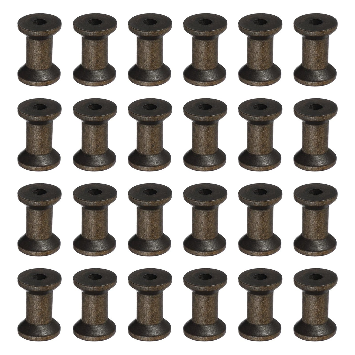 YELARXI Wooden Empty Spools, Empty Sewing Bobbins Thread Holder Unfinished Wood Spool Tool Rotatable -Fit for (Textile Wire Weaving/Arts DIY/Embroidery) 1.2 in & 24 Pcs & Dark Brown