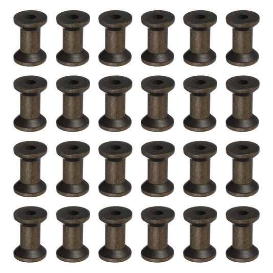 YELARXI Wooden Empty Spools, Empty Sewing Bobbins Thread Holder Unfinished Wood Spool Tool Rotatable -Fit for (Textile Wire Weaving/Arts DIY/Embroidery) 1.2 in & 24 Pcs & Dark Brown