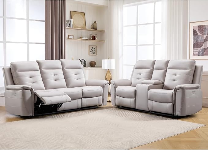 ANJ 2-Piece Faux Leather Power Recliner Sofa Set