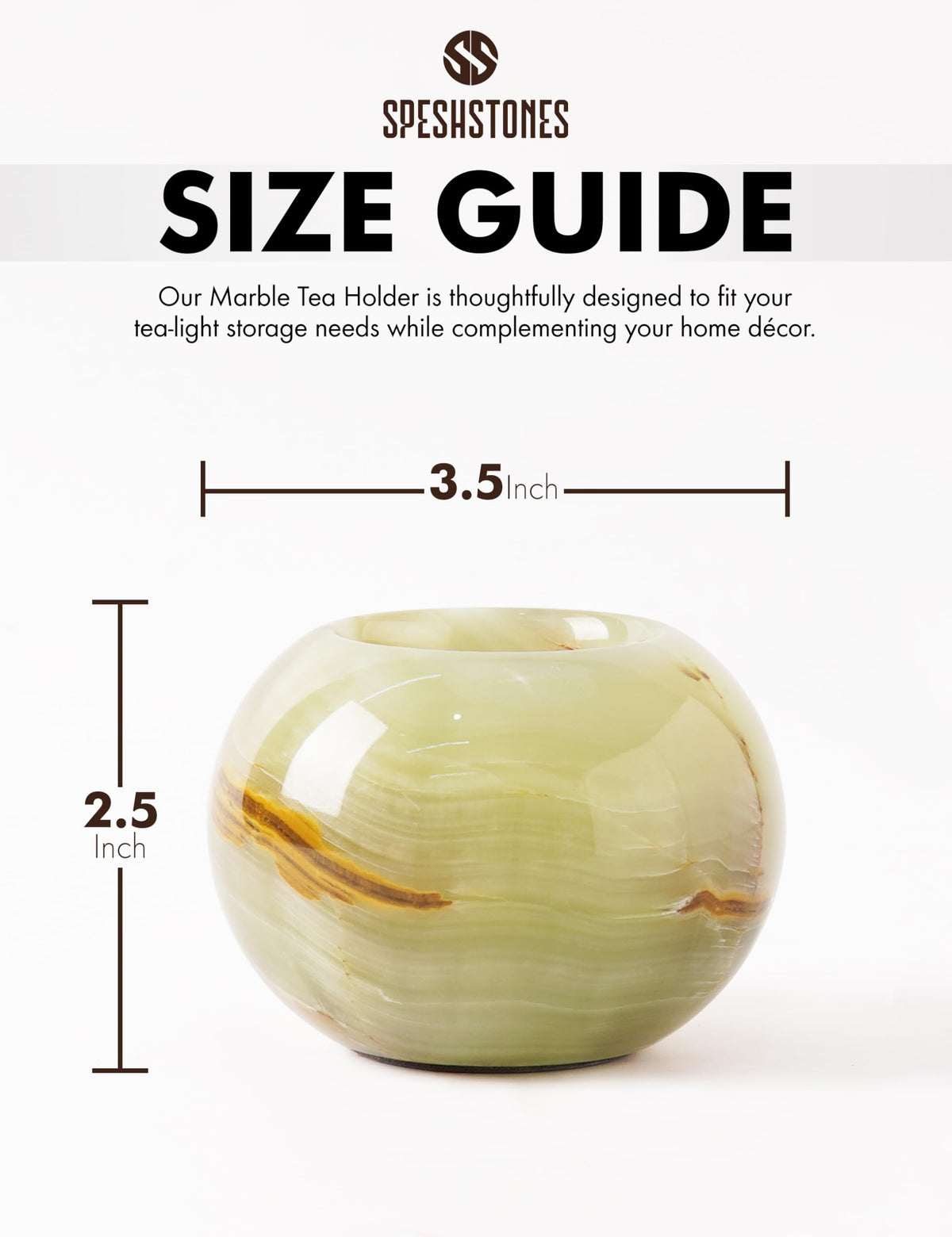 SPESHSTONES Marble Tealight Candle Holder 3.5 Inch Green Onyx Stone Votive Candle Holders for Tables Centerpieces Decor - Decorative Candles Holders for Wedding Gifts