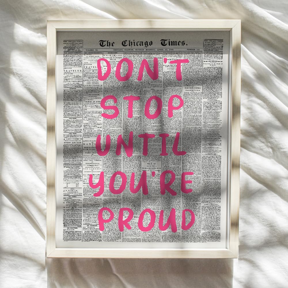 Cute Office Decor - Motivational Poster for Women 8x10 - Inspiring Quotes for Women - Positive Inspiration Wall Decor for Woman - Bedroom Decoration - Encouraging Gifts - Boss lady Newspaper Wall Art