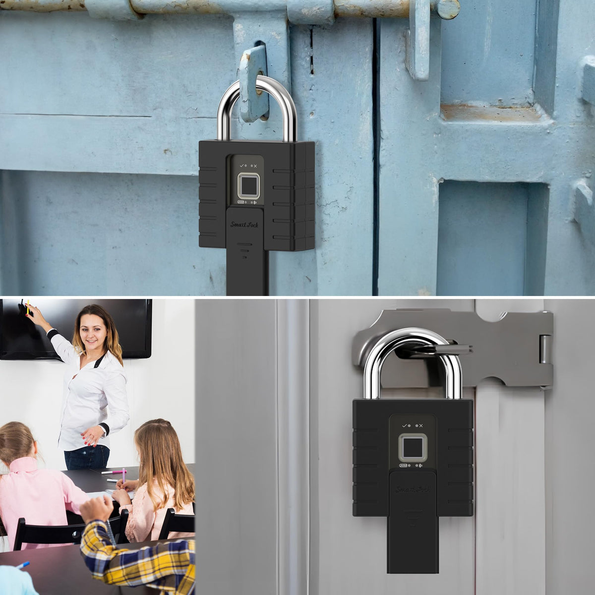 KENRONE Smart Padlock with Keys, Heavy Duty Fingerprint Padlock, Remote Authorization via Phone, with Rest Key and 2 Keys,Waterproof Padlocks for School Locker,Truck,Warehouse,Gate,Office,Door