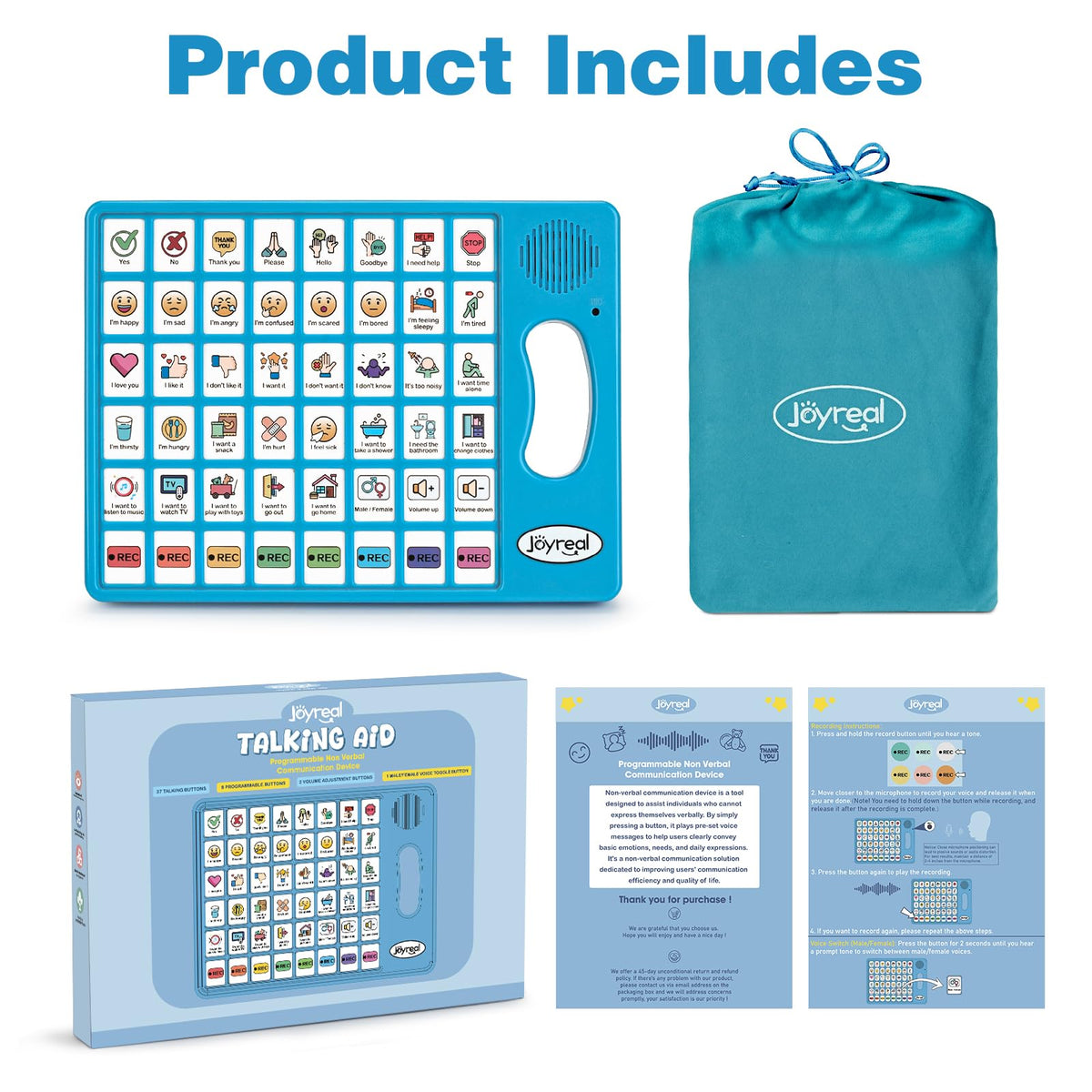 Joyreal AAC Device for Autism, Non Verbal Communication Tools for Speech Therapy & Stroke Rehab. Communication Tablet, Autism Talking Aids with 8 Programmable Buttons & Adjustable Volume