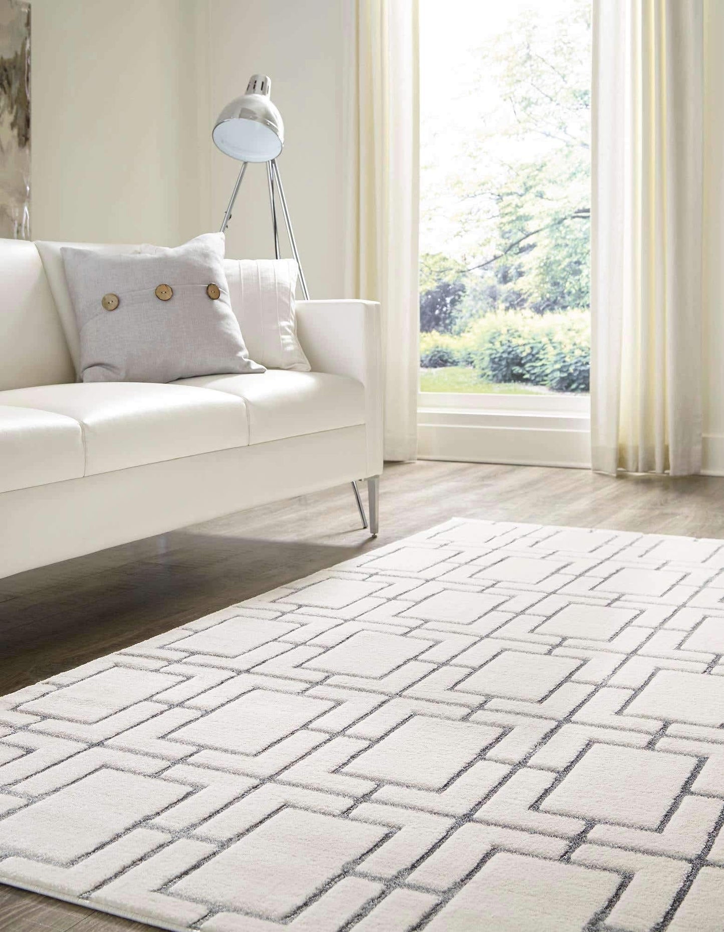Unique Loom Glam Collection Area Rug - Deco (3' 3" x 5' 3" Rectangle, White Silver/ Silver)