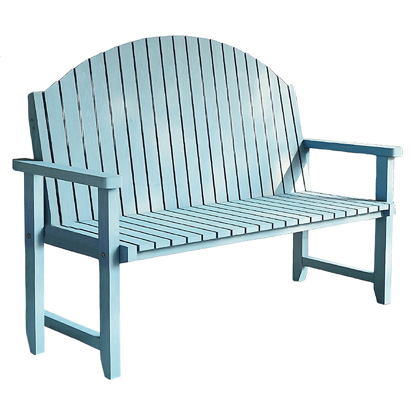 Solid Wood Patio Bench for 2 with Backrest – Waterproof Outdoor Chair for Garden, Rooftop, Villa & Park – All-Weather Blue Furniture (150x50x90cm)