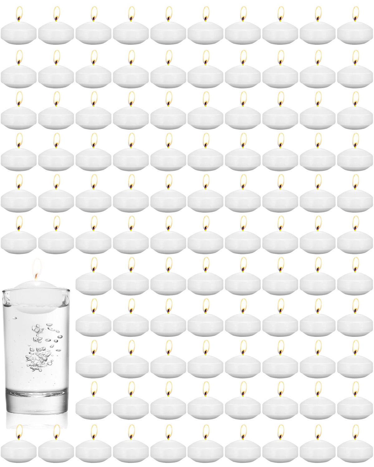 Treela 80 Pcs 1.73 Inch Unscented Floating Candles, Dripless Tealight Candles Home Decorations, Cute and Elegant Burning Candles for Wedding Vases Centerpieces Party Accessories (White)