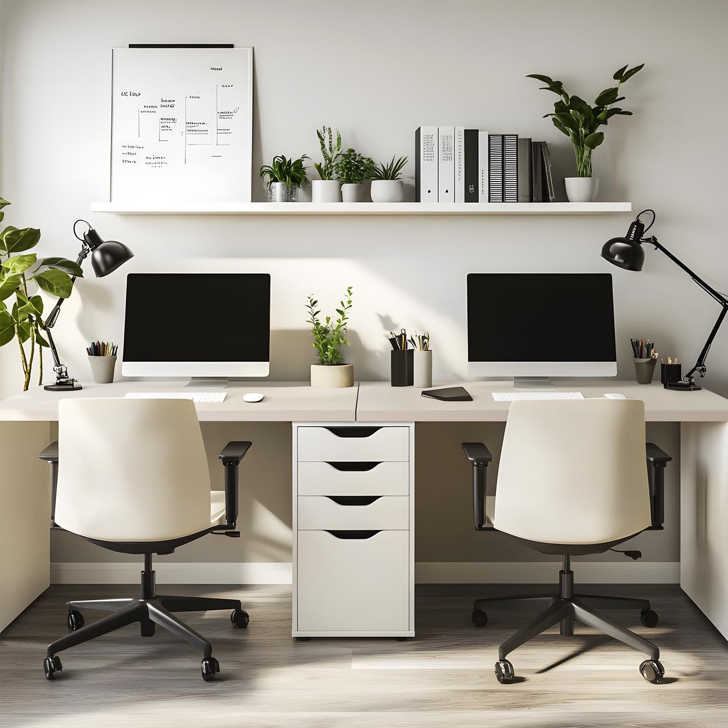 Kaboon Universal Tabletop 36"x20", Solid One-Piece Melamine Table Top, Double L Floating Desk DIY, Home and Office Countertop, Leather/Ivory