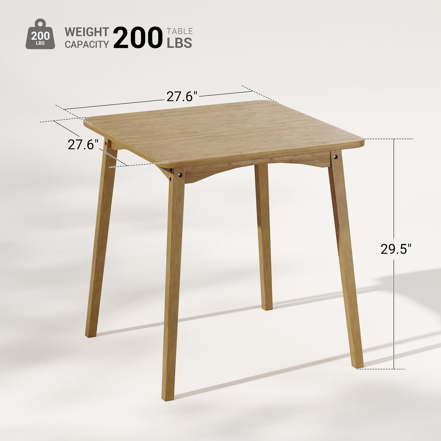 SANLUCE Bamboo Dining Table, Small Kitchen Table for 2, 27.6" Square Dining Tables for Small Space, Easy Assembly, Dinner Table for Dining Room, Living Room, Kitchen, Office(Brown)