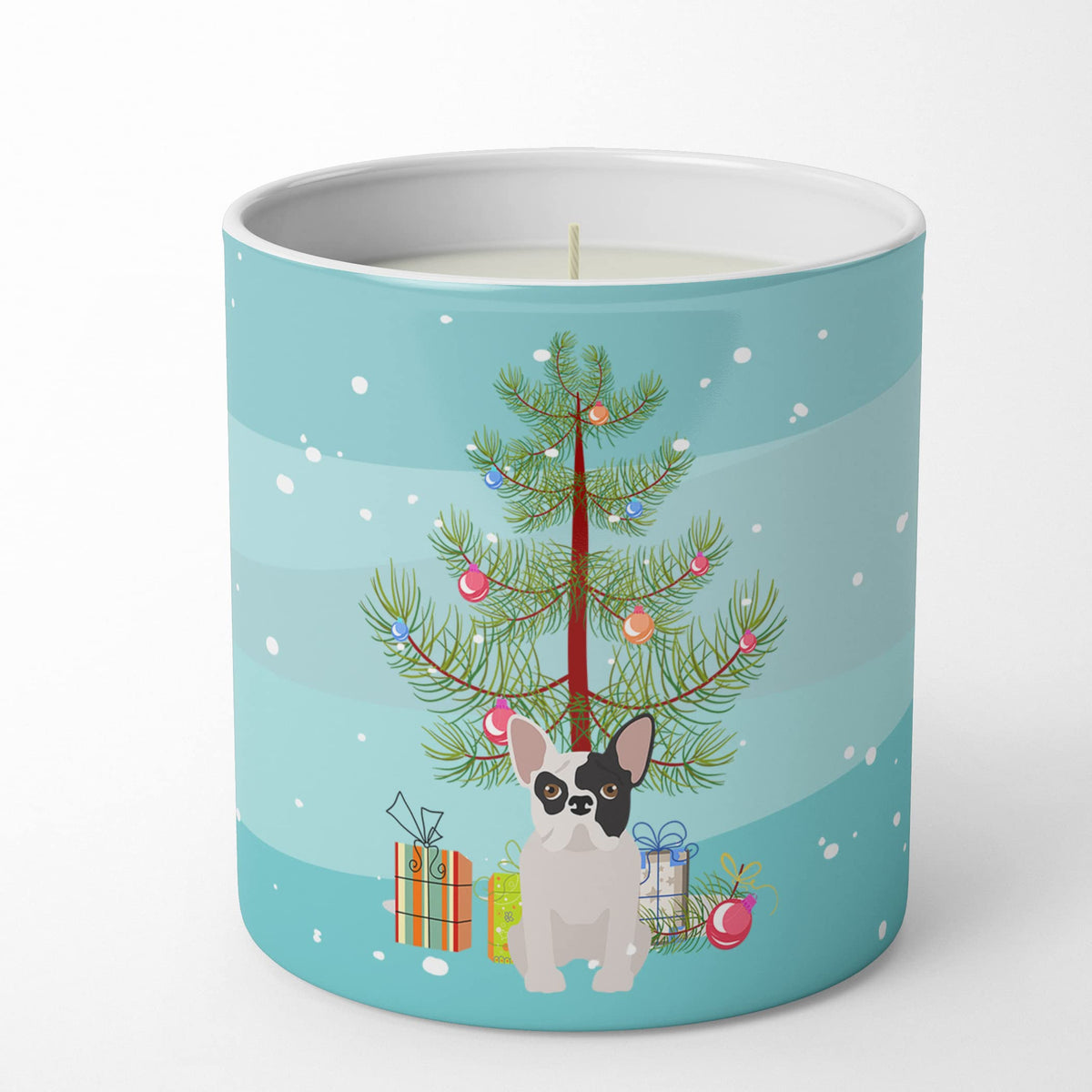 Caroline's Treasures CK3500CDL Black and White French Bulldog Christmas Tree 10 oz Decorative Soy Candle Nature Soy Wax Essential Oil Home Decor Ideal for Bedroom Kitchen Bath Office Gift, 10 oz