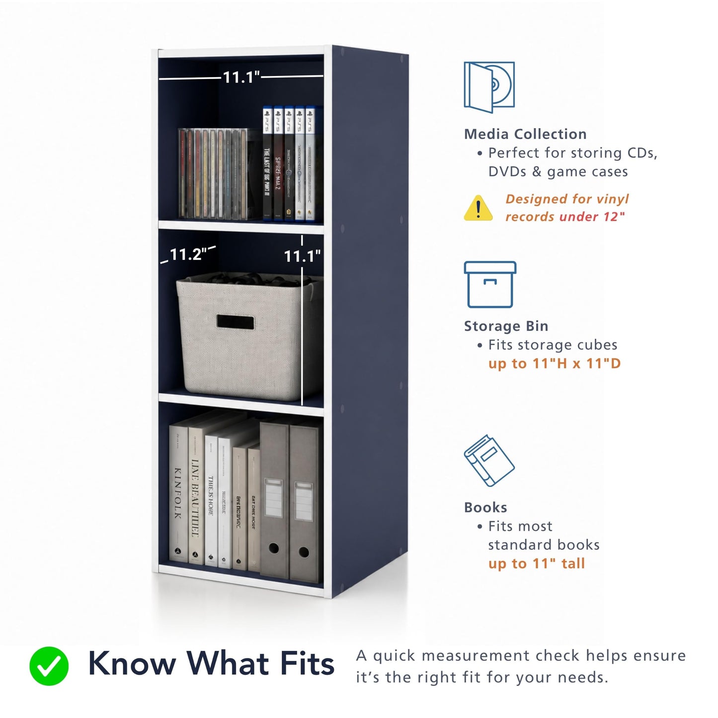 Homes: Inside + Out Apexa 2-Cube Storage Organizer Shelves, Stackable Wood Bookcase Fits Cubby Bins for Organization, Dorm Teen Room Decor & Home Office, Light Pink