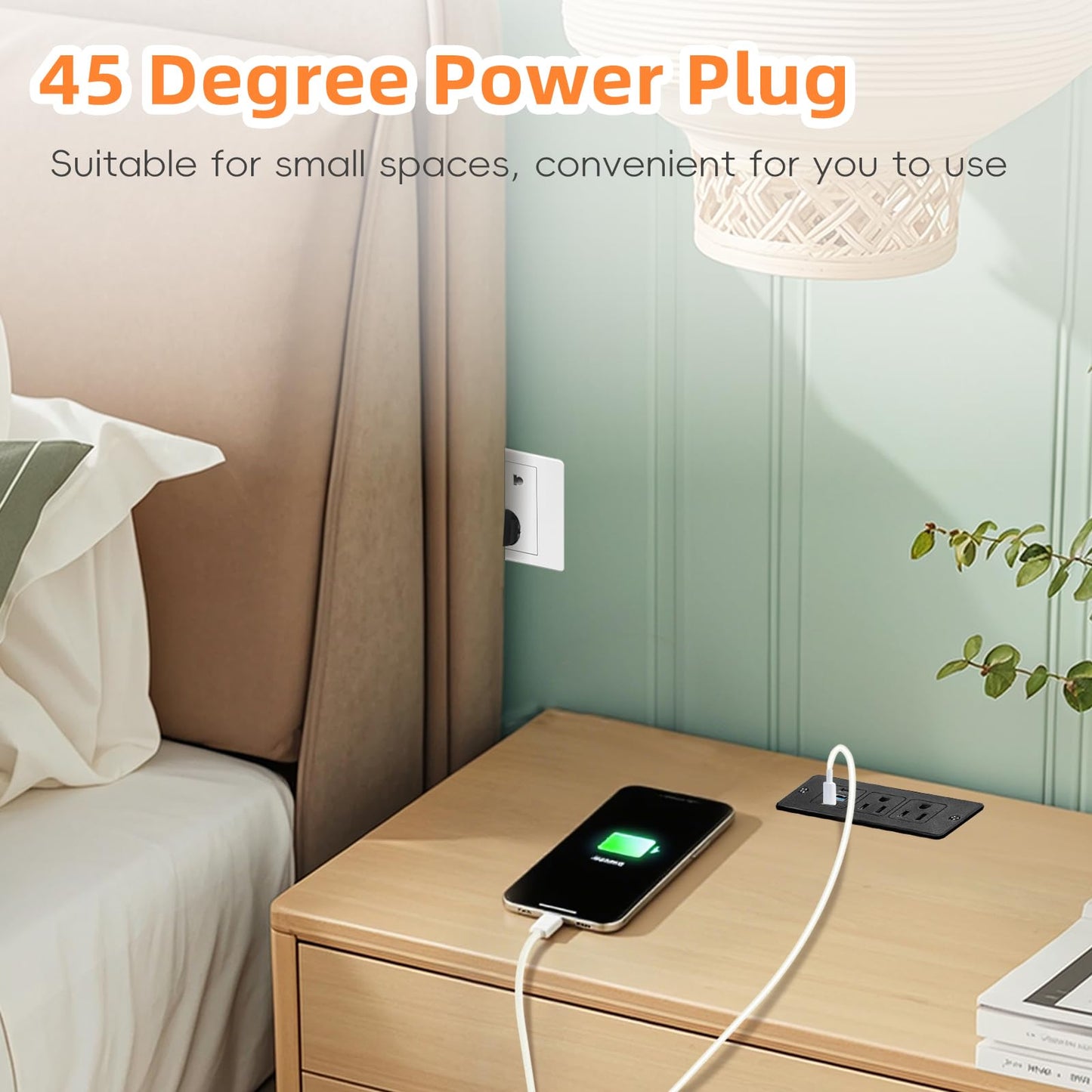 Havorbit Recessed Power Strip USB, 20W Fast Charging Furniture Outlet - 2 AC & 3 USB (2 USB-C + 1 USB-A) for Desk, Bedside, Drawer, Conference Table - Space-Saving, Easy Install, 6FT Cord, Black