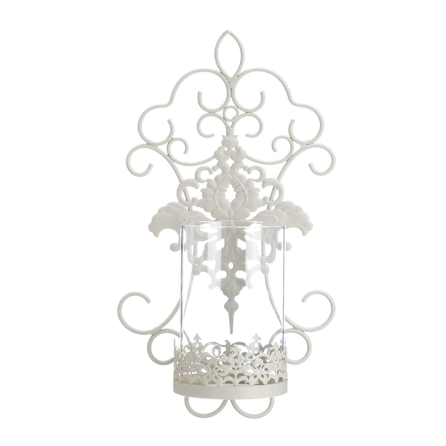 Accent Plus 57073471 Romantic LACE Candle Sconce, White