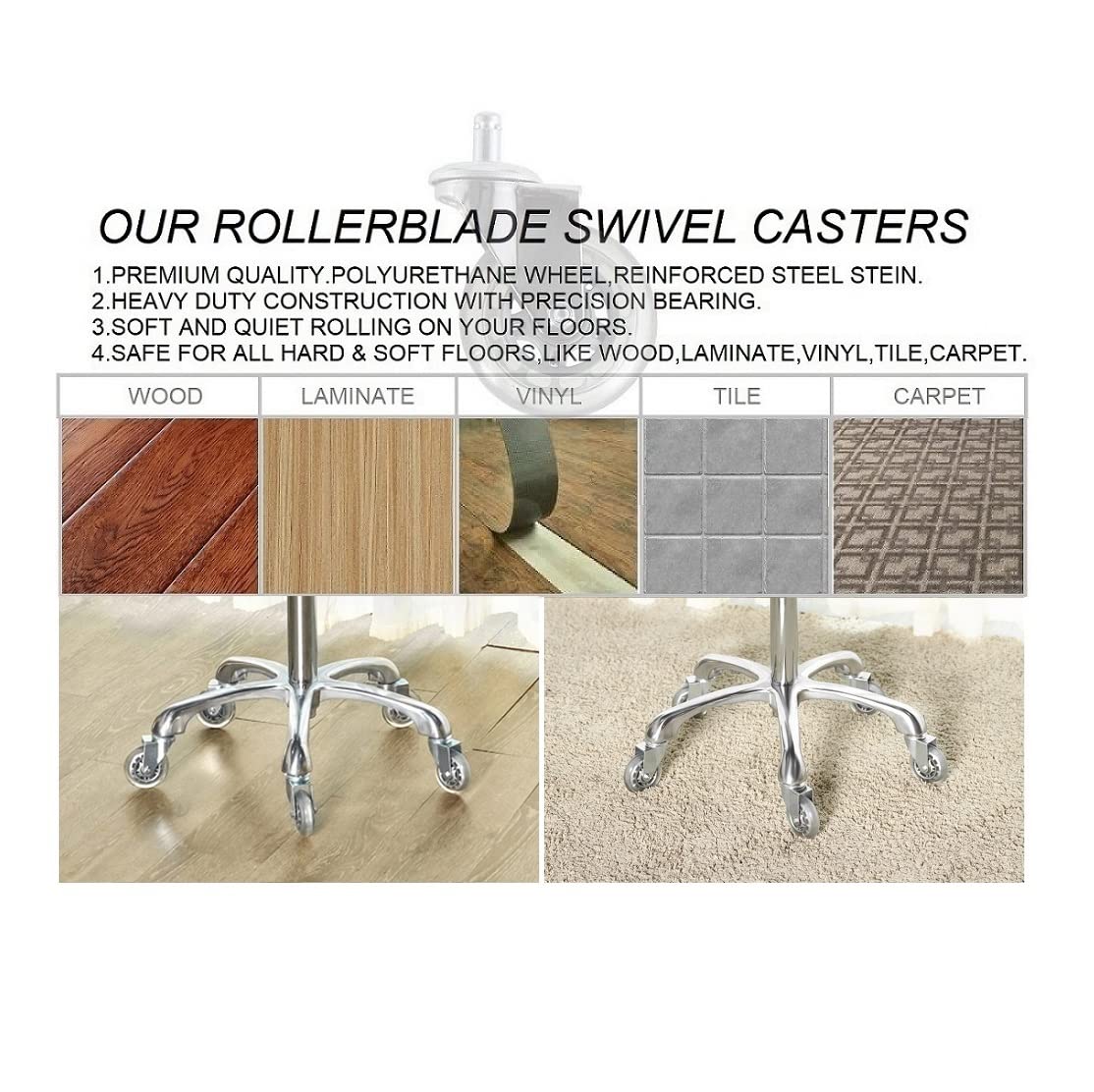 Kaleurrier Swivel Stool Adjustable Height: Heavy Duty Rolling Stool Chair for Kitchen Salon Bar Office Drafting Standing Desk Garage Shop - Seat Height 22-30"(with Back Rest) (Coffee)