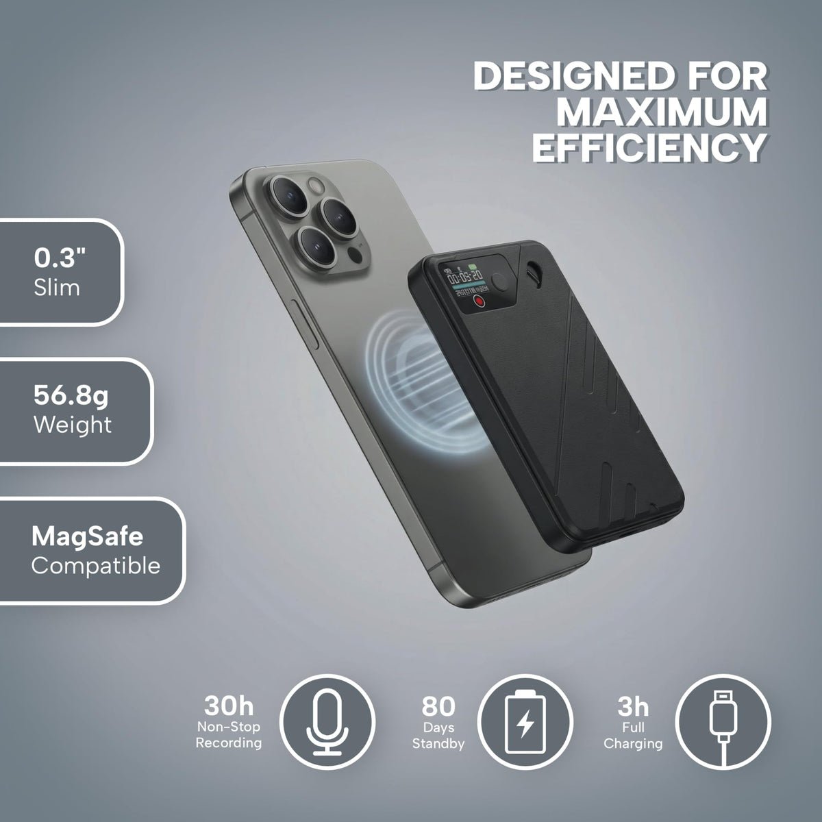 KS SHOP AI Voice Recorder Premium | Real-Time Transcription & AI Summaries | 256 Languages | Smart Recording Device for Meetings, Calls & Lectures | 64GB Storage | App Control