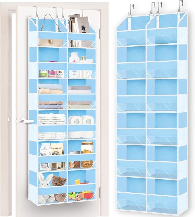 Over The Door Organizer 6 Tiers, Extra Large Behind Door Storage of 12