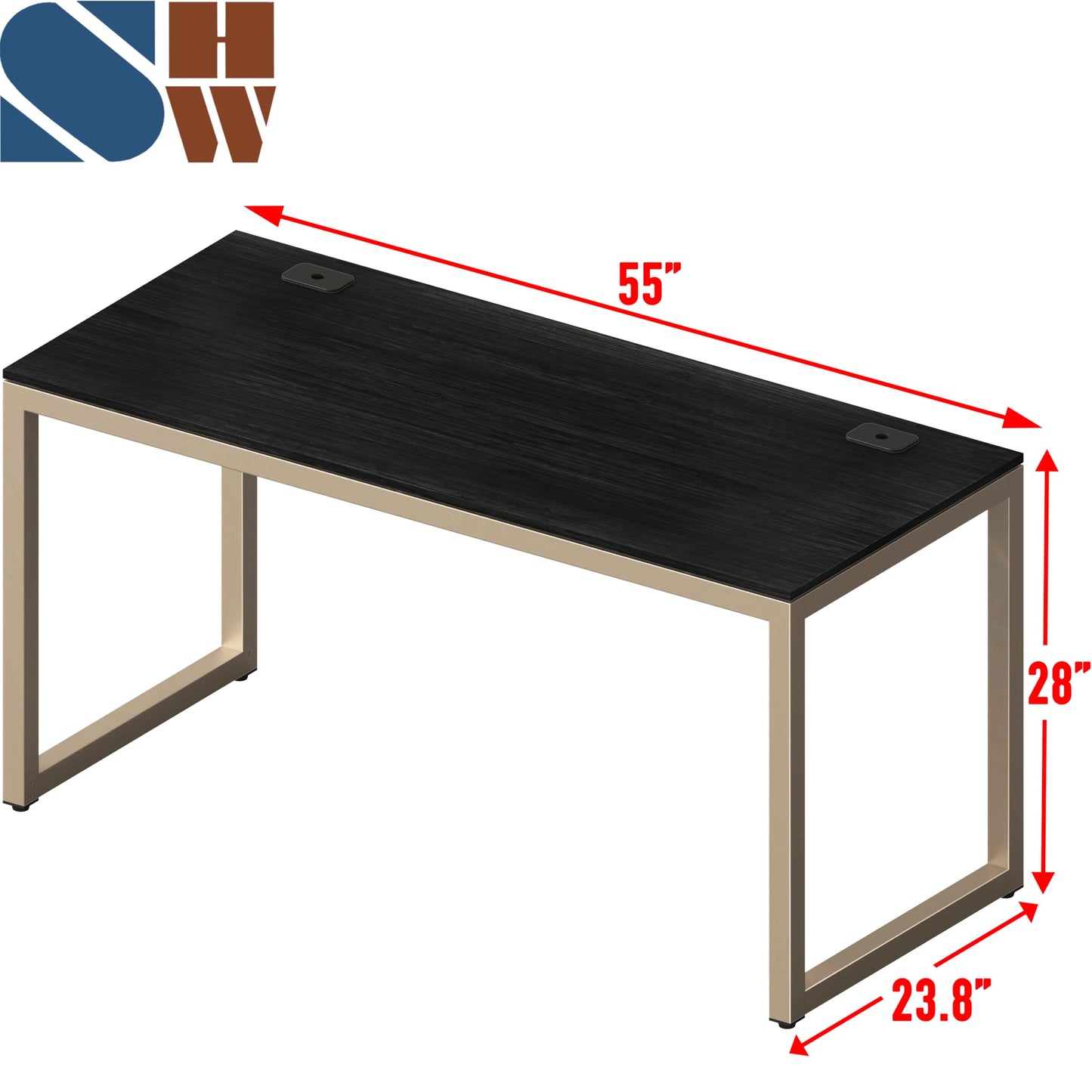 SHW 55-Inch Commercial-Grade Office Computer Desk, Espresso