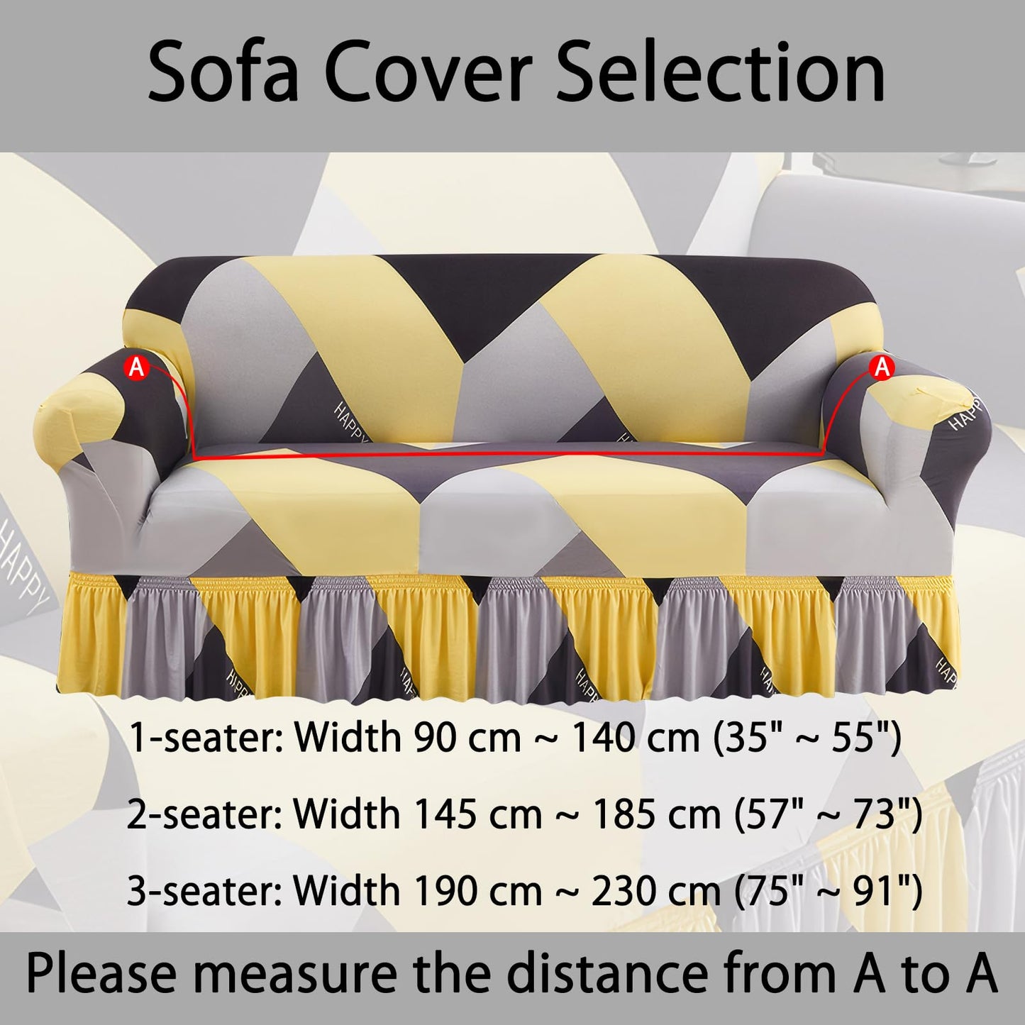 Ausing Single Sofa Cover with Skirt Modern Printed Armchair Slipcover High Stretch Furniture Protector Washable Non-Slip Couch Cover Yellow Geometric(35”-55”)