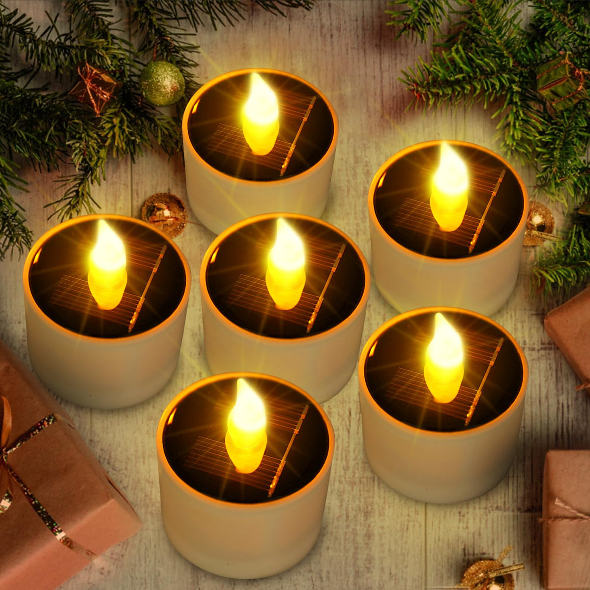 Solar Tea Lights Outdoor Waterproof - 10 Pack Flameless Flickering Solar Candles Reusable LED Tea Light Candles Rechargeable Dusk to Dawn Lighting for Lanterns Garden Camping Home Decor, 2.3''x2.1''