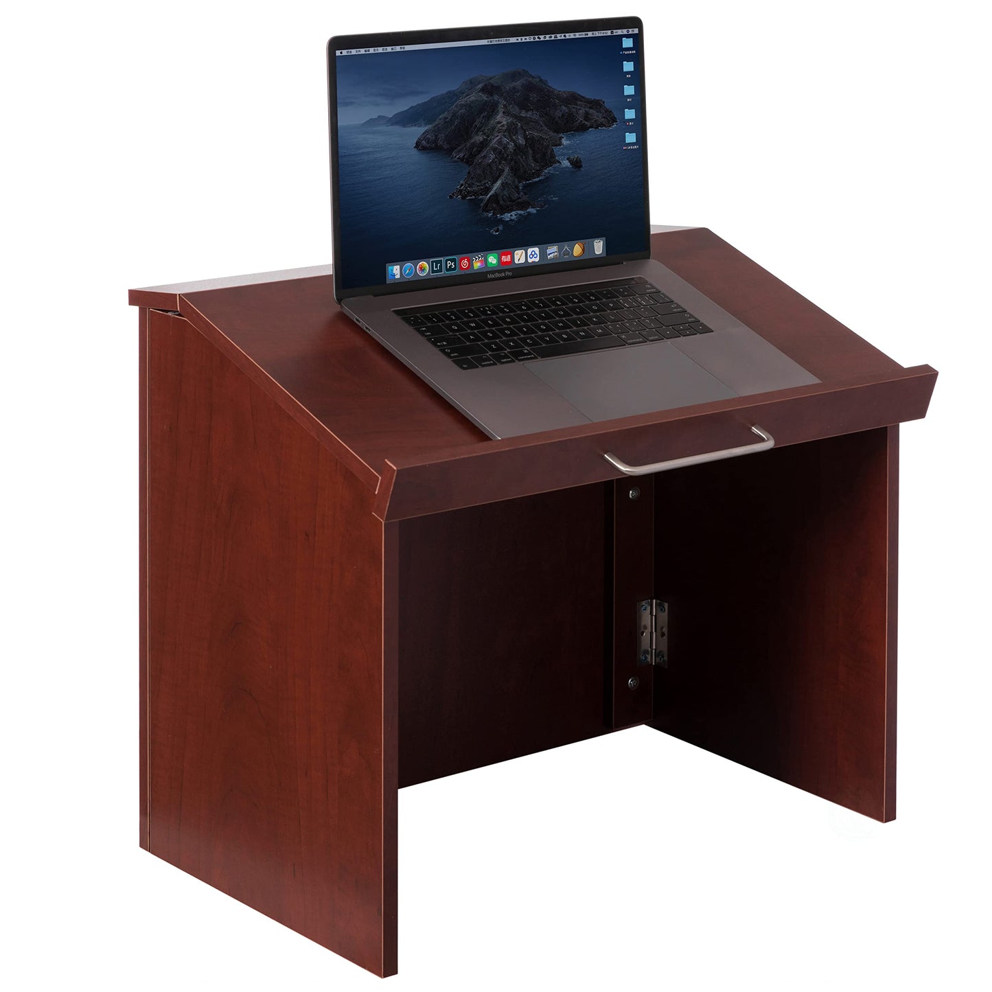 Foldable Tabletop Portable Podium, for Church, School, Office, or Home, Cherry