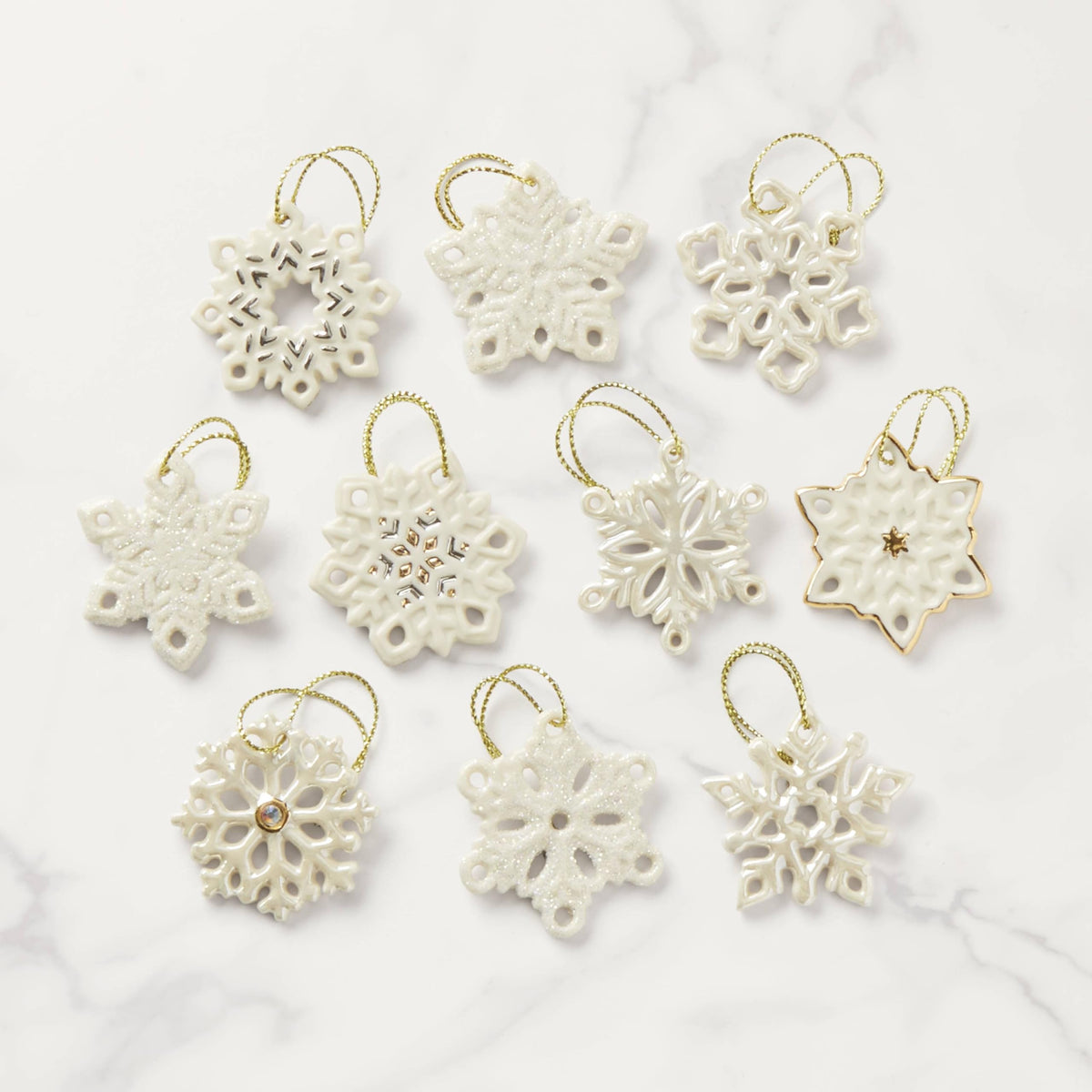 Lenox 890425 Snowflake 10-Piece Ornament Set, Christmas