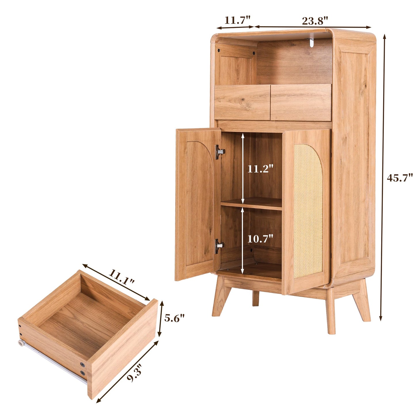 GlowVitaHome 45" H Tall Buffet Cabinet with Adjustable Shelves, Modern Accent Sideboard with Doors and Drawers, Kitchen Storage and Coffee Bar Cabinet for Living Room,Dining Room, Entryway