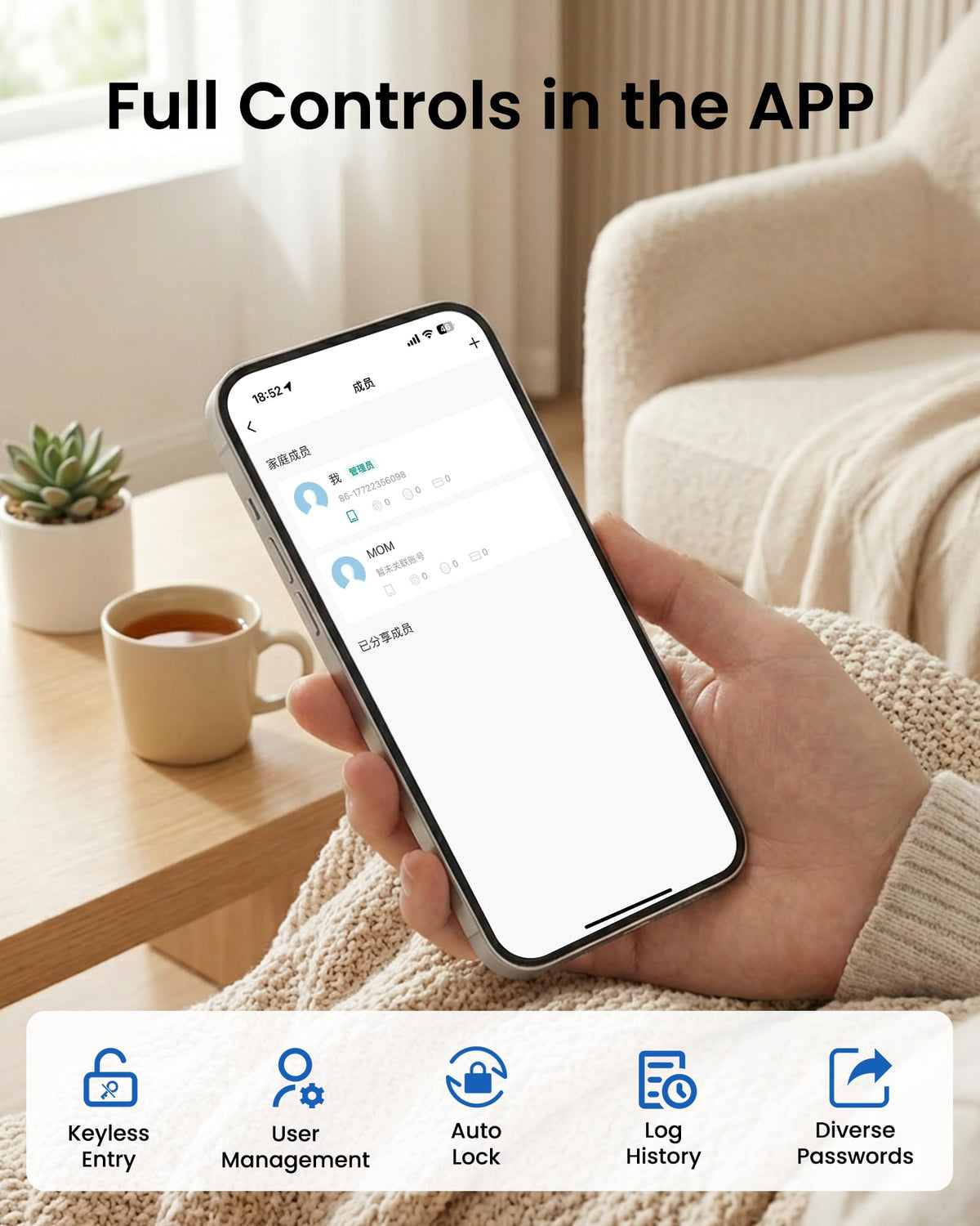 IBLOG Smart Deadbolt Lock with 2 Handle Set, 5-in-1 Keyless Entry Door Lock with Fingerprint, APP Control, Auto Lock, IP54 Waterproof, Temporary Passcode for Front Door