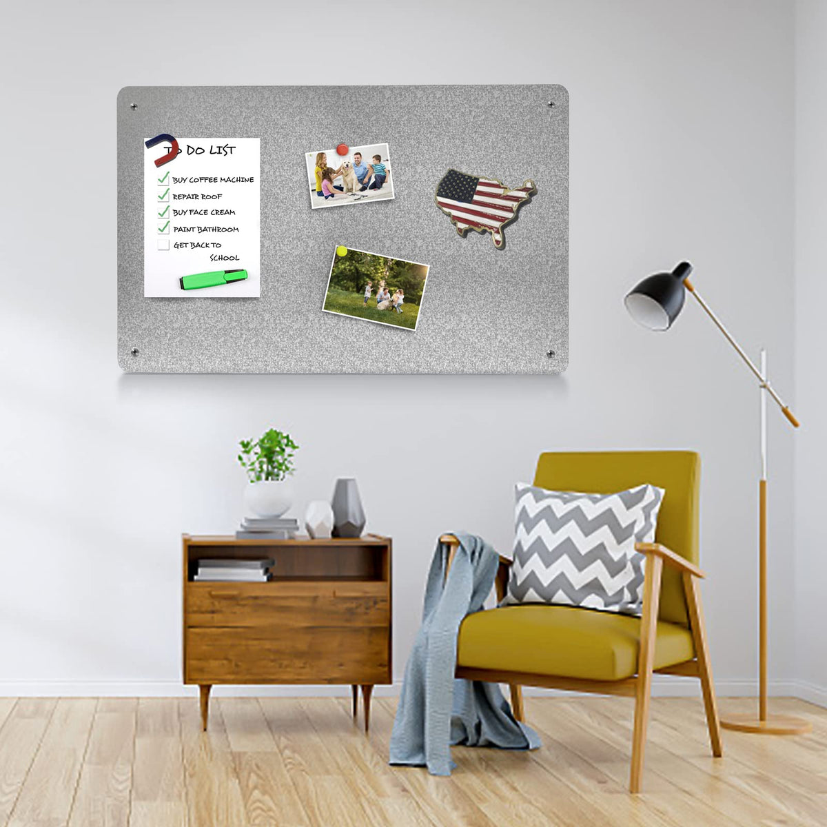 17.7" x 11.8" 2 Pack Metal Magnetic Board - Magnet Bulletin Board to Display Magnetic Letters Numbers Animal, Poetry, Spice Jars, Notes, Photos, Suitable for Wall, Refrigerator, Cubicle, Cabinet