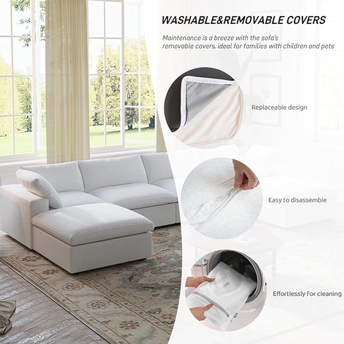 Cloud Modular Sectional Sofa Couch, Oversized U Shaped Couch 6 Seater