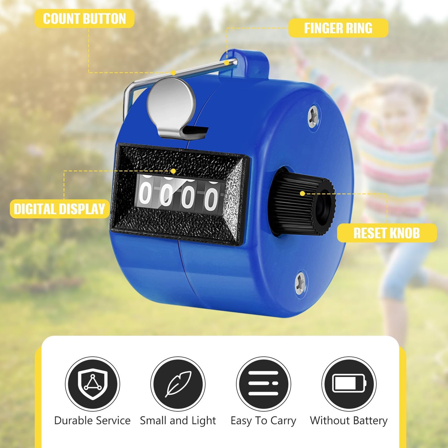 TOODOO 6 Pack Hand Tally Counter 4 Digit Mechanical Palm Clicker Plastic Hand Held Counter Clicker with Metal Finger Ring for School Golf Sports Events Office Stadium(Retro Color)