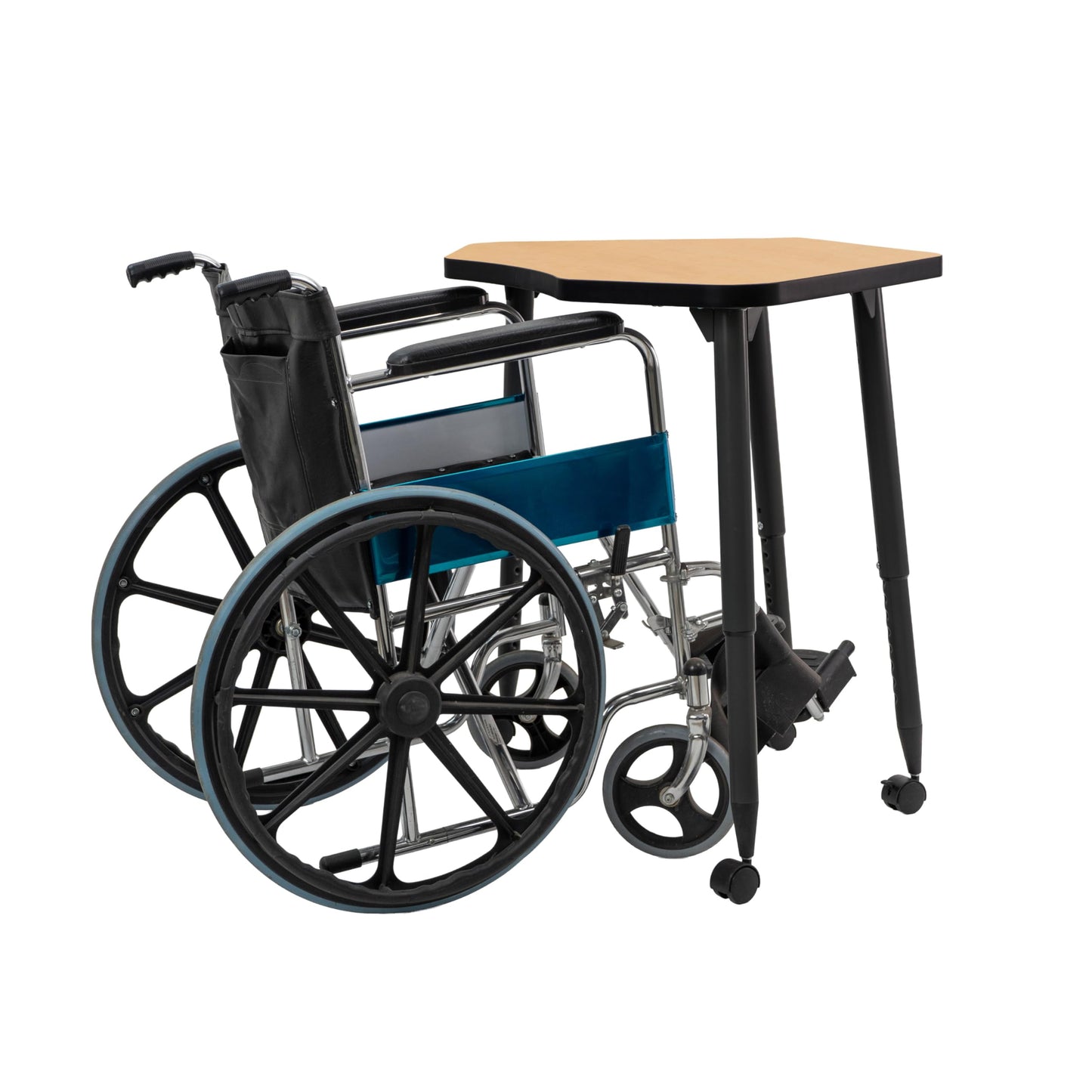 Adapte Commercial Classroom Activity Table - 24" x 36" Petal, ADA Compliant Tapered Legs with Glides & Casters, Adjustable Height 22-34" Wheelchair Accessible, School & Office Furniture