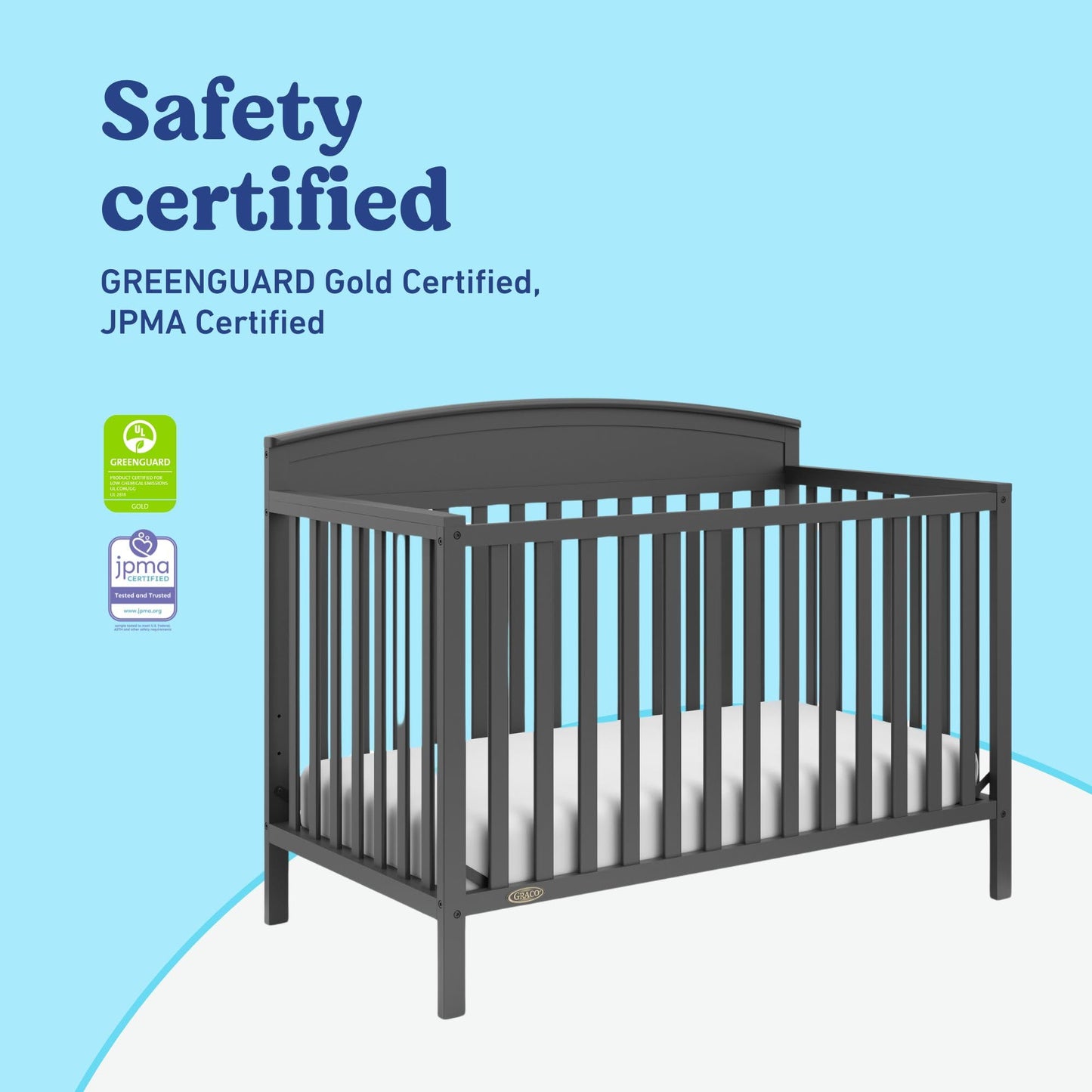 Graco Benton 5-in-1 Convertible Crib – GREENGUARD Gold Certified, Converts from Baby Crib to Toddler Bed, Daybed and Full-Size Bed, Fits Standard Full-Size Crib Mattress (Gray)